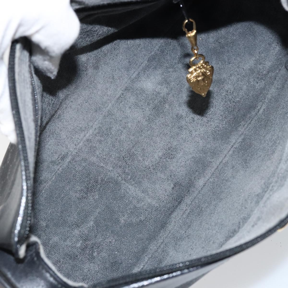 GUCCI Micro GG Supreme Shoulder Bag PVC Black Gold Auth 145968