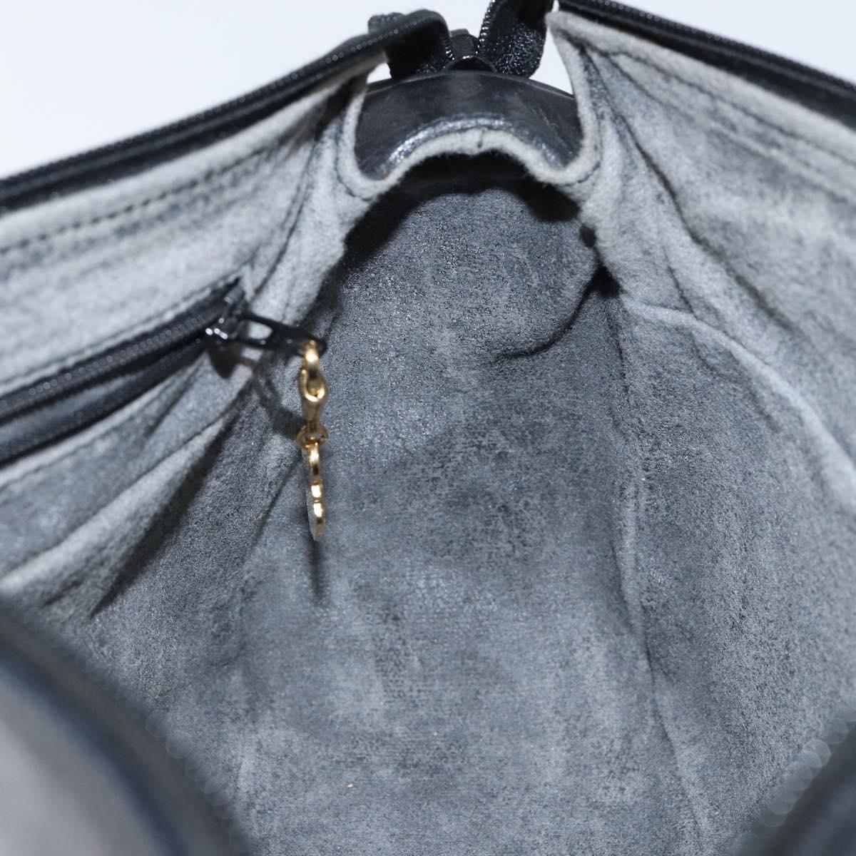 GUCCI Micro GG Supreme Shoulder Bag PVC Black Gold Auth 145968