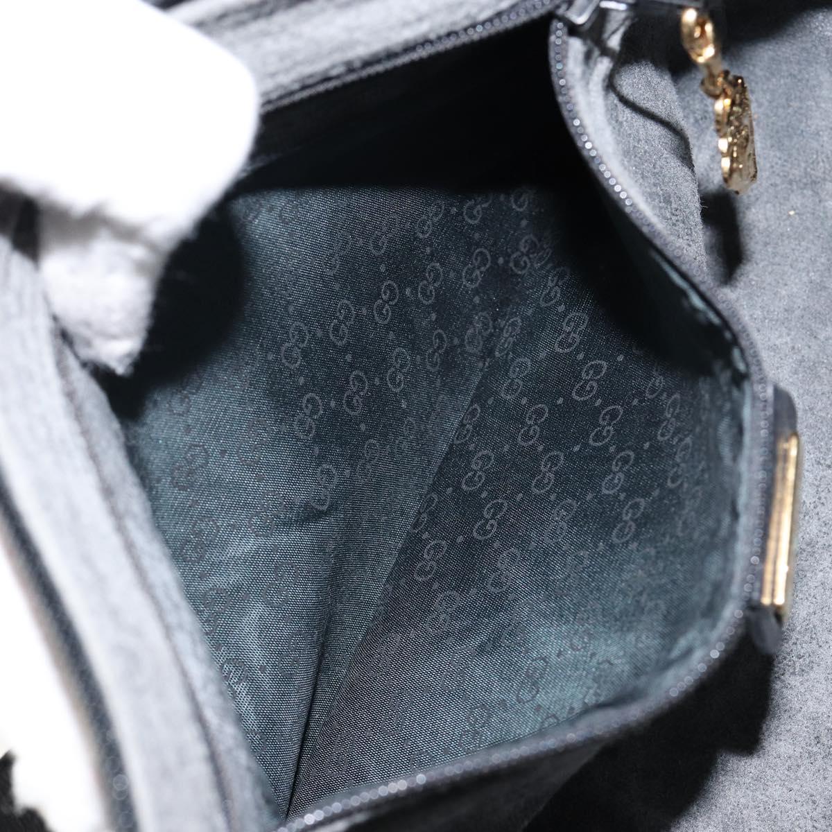 GUCCI Micro GG Supreme Shoulder Bag PVC Black Gold Auth 145968