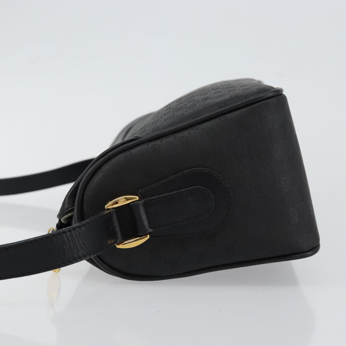 GUCCI Micro GG Supreme Shoulder Bag PVC Black Gold Auth 145968