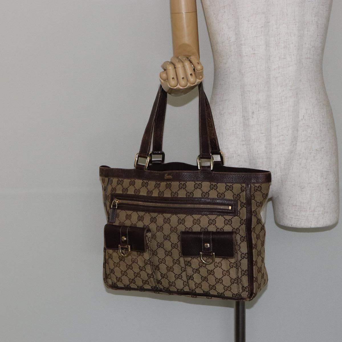 GUCCI GG Canvas Abbey Tote Bag Beige Gold 146247 Auth 145969