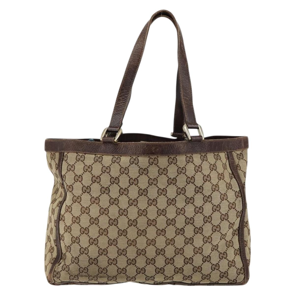 GUCCI GG Canvas Abbey Tote Bag Beige Gold 146247 Auth 145969
