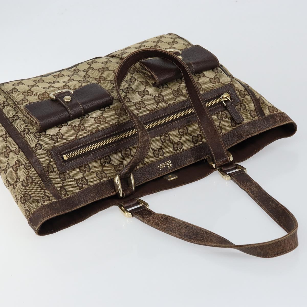 GUCCI GG Canvas Abbey Tote Bag Beige Gold 146247 Auth 145969