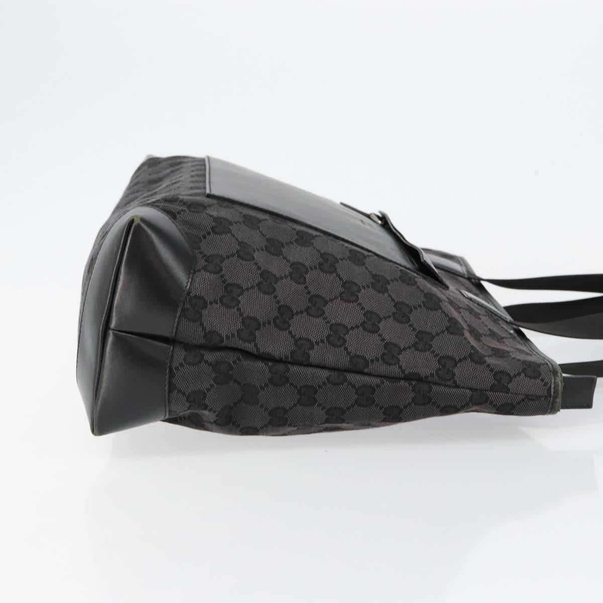 GUCCI GG Canvas Tote Bag Black Silver 019 0426 Auth 145970