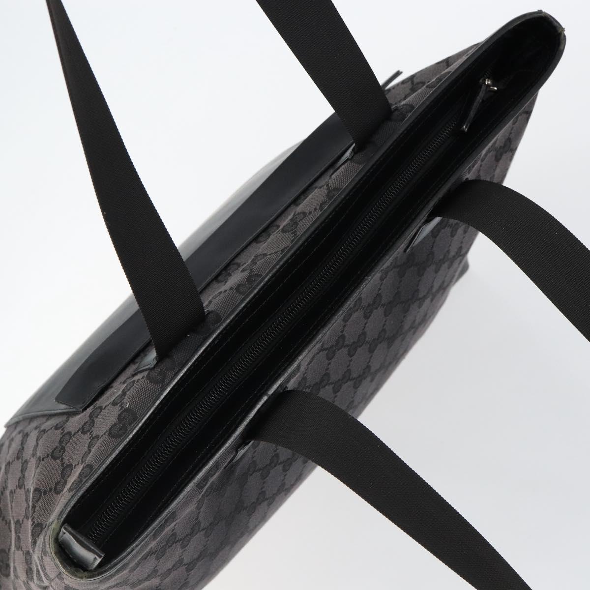 GUCCI GG Canvas Tote Bag Black Silver 019 0426 Auth 145970