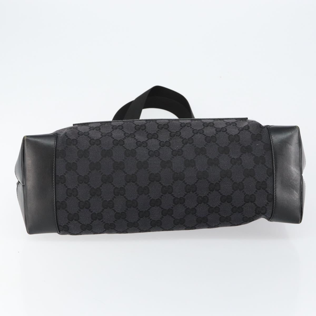 GUCCI GG Canvas Tote Bag Black Silver 019 0426 Auth 145970