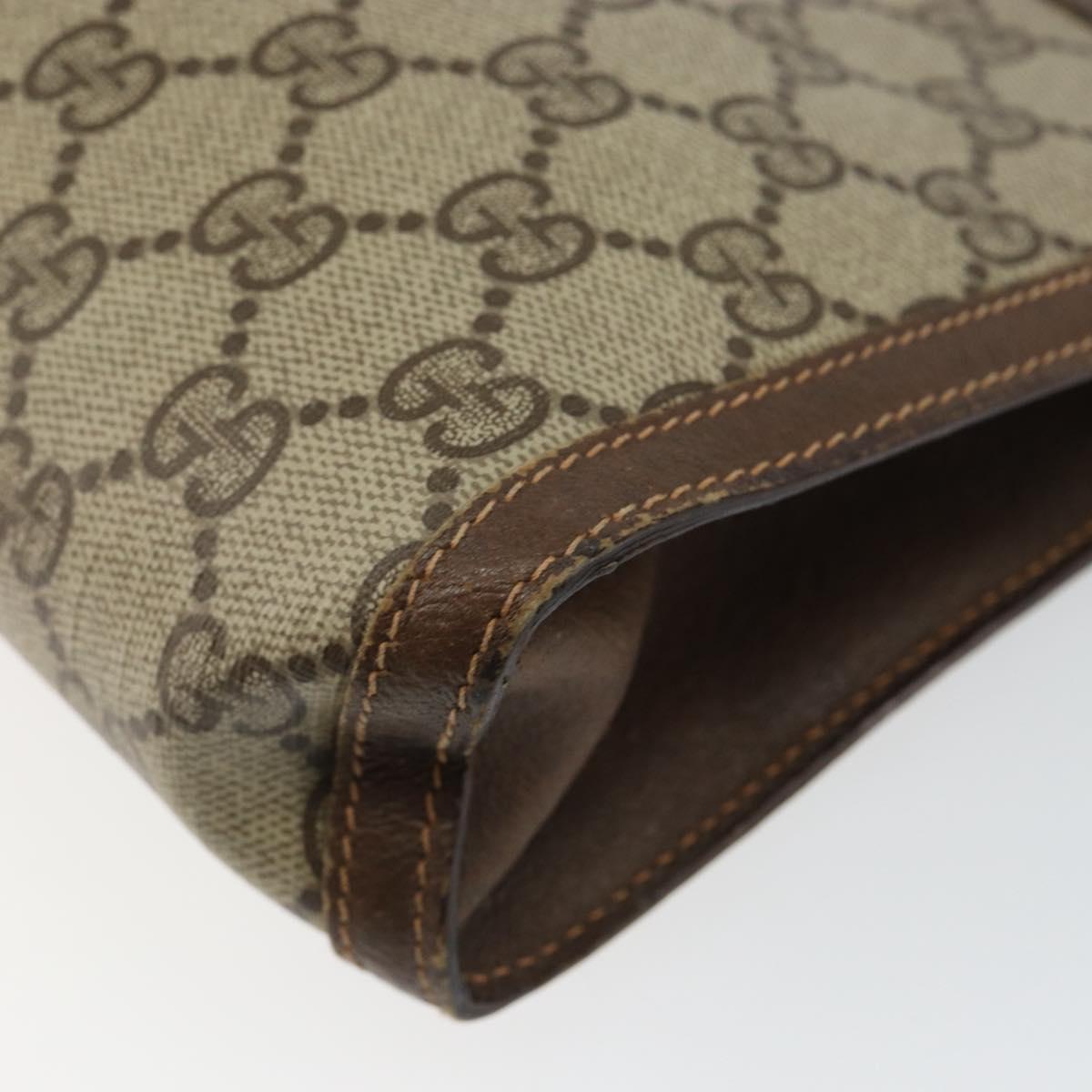 GUCCI GG Supreme Web Sherry Line Clutch Bag PVC Beige Gold 89 01 032 Auth 145971