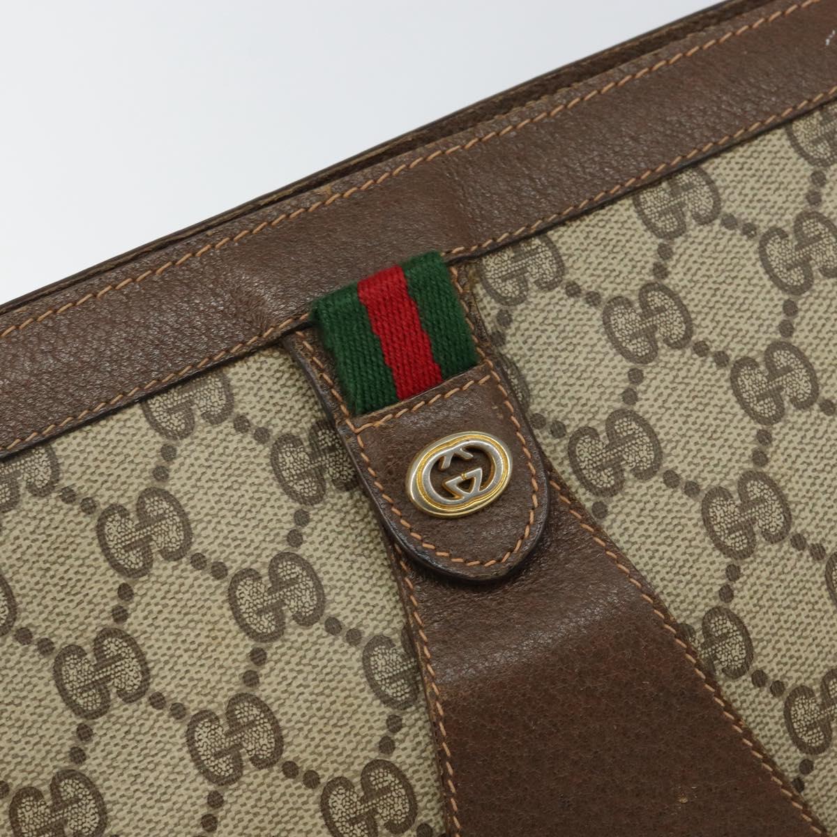 GUCCI GG Supreme Web Sherry Line Clutch Bag PVC Beige Gold 89 01 032 Auth 145971