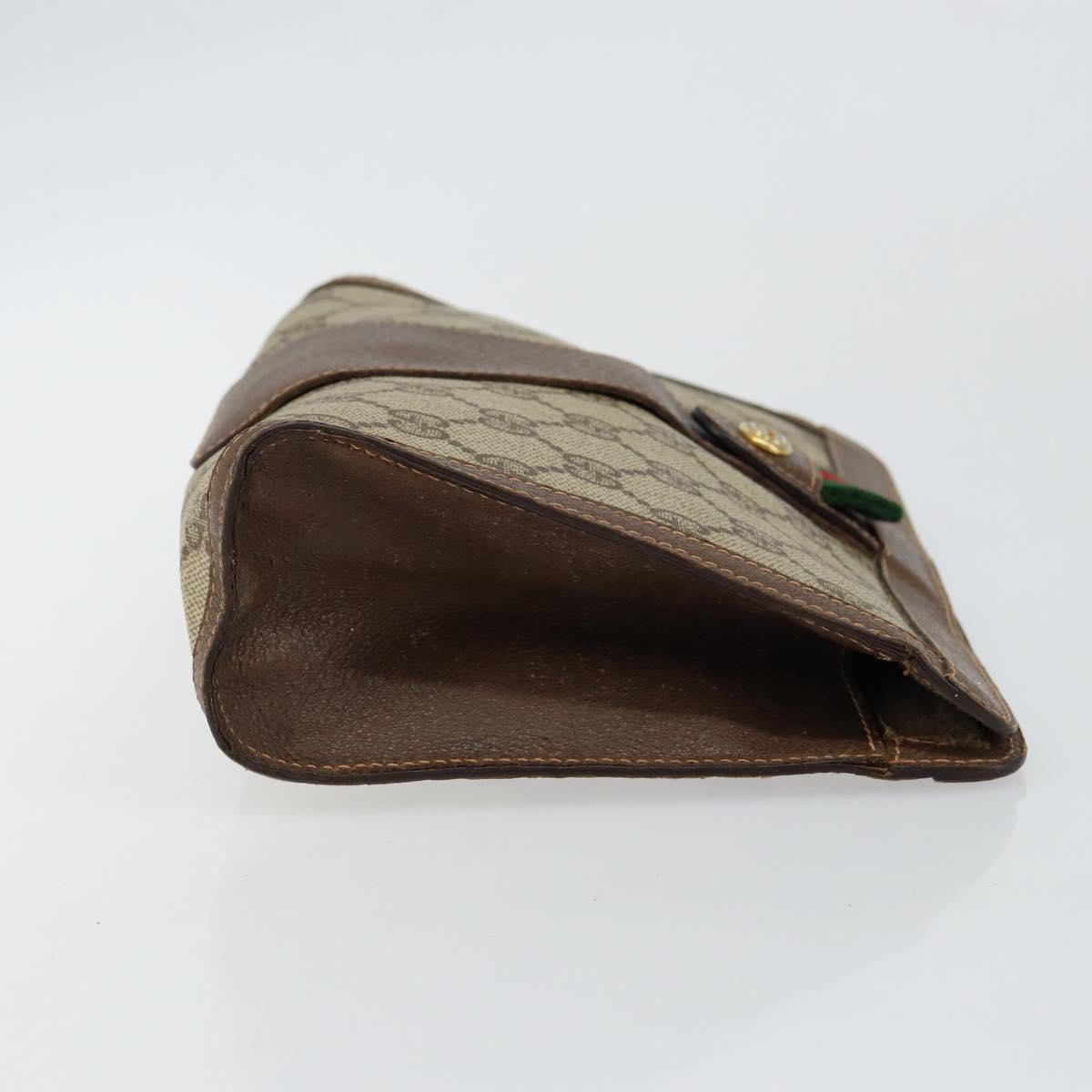 GUCCI GG Supreme Web Sherry Line Clutch Bag PVC Beige Gold 89 01 032 Auth 145971