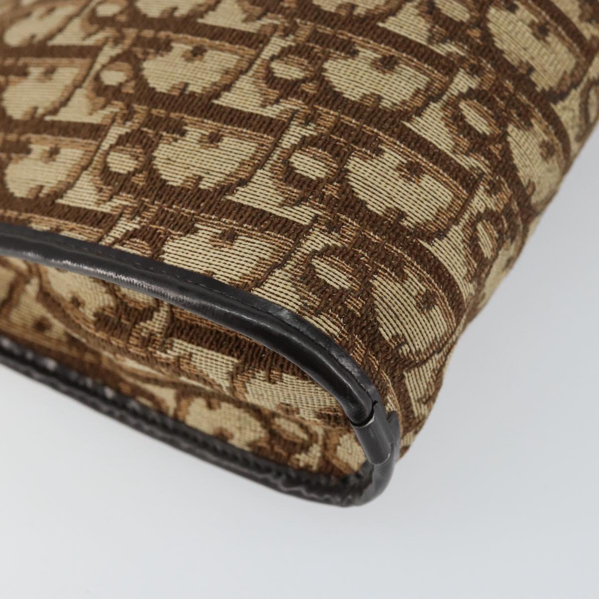 Christian Dior Trotter Canvas Shoulder Bag Beige Gold Auth 145973