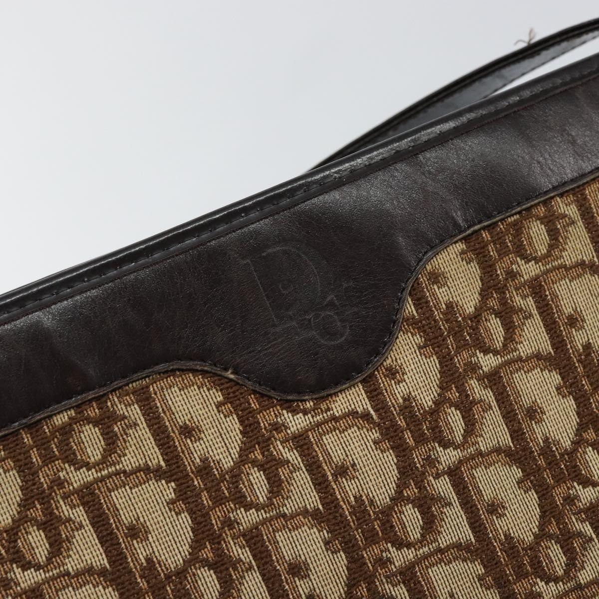 Christian Dior Trotter Canvas Shoulder Bag Beige Gold Auth 145973