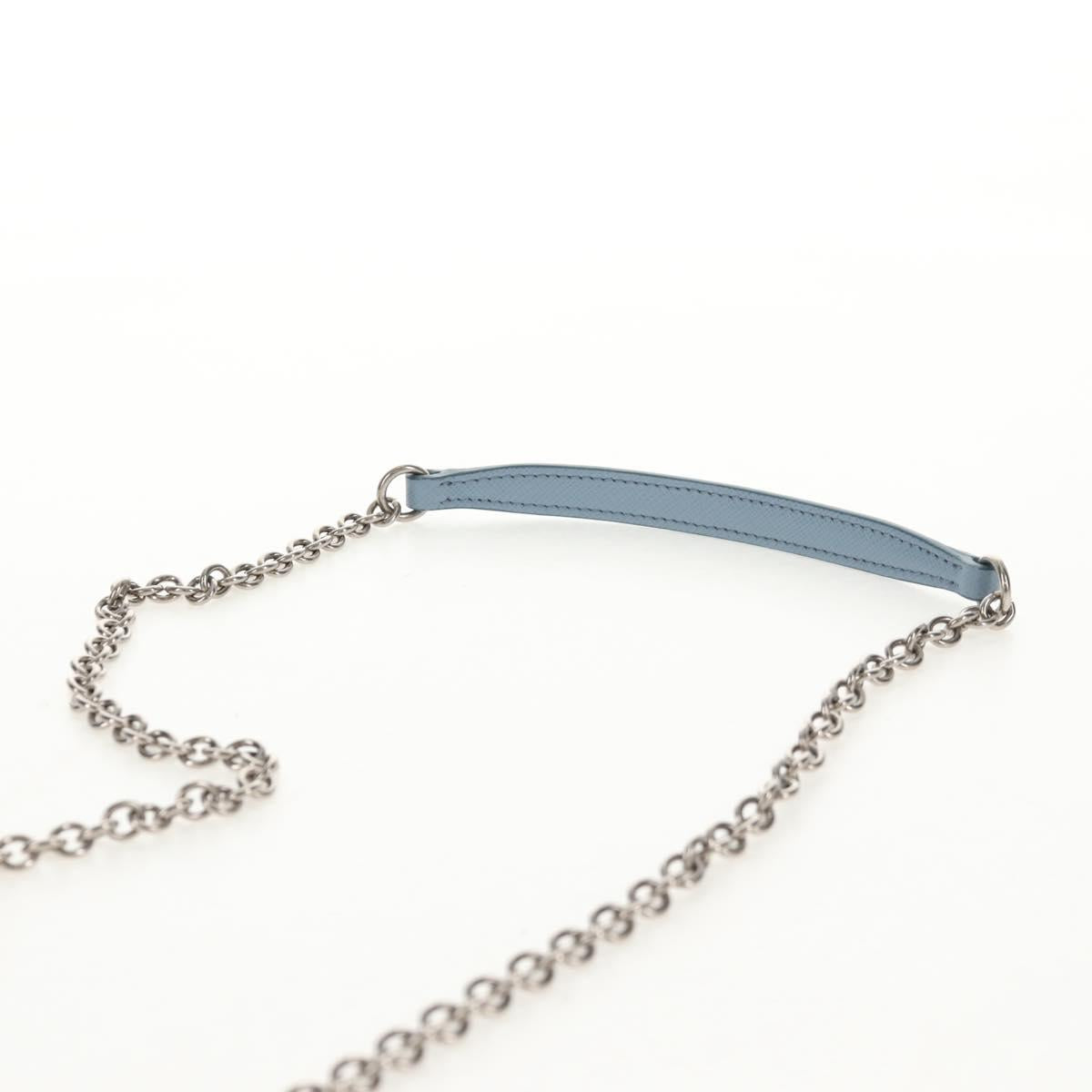 PRADA Chain Shoulder Bag Nylon Light Blue Silver Auth 145974M
