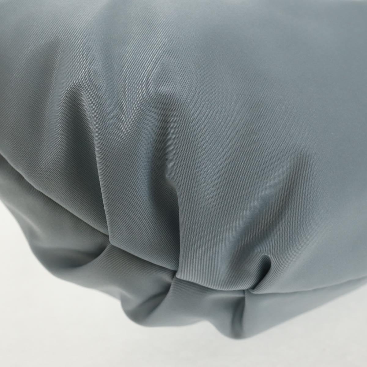 PRADA Chain Shoulder Bag Nylon Light Blue Silver Auth 145974M