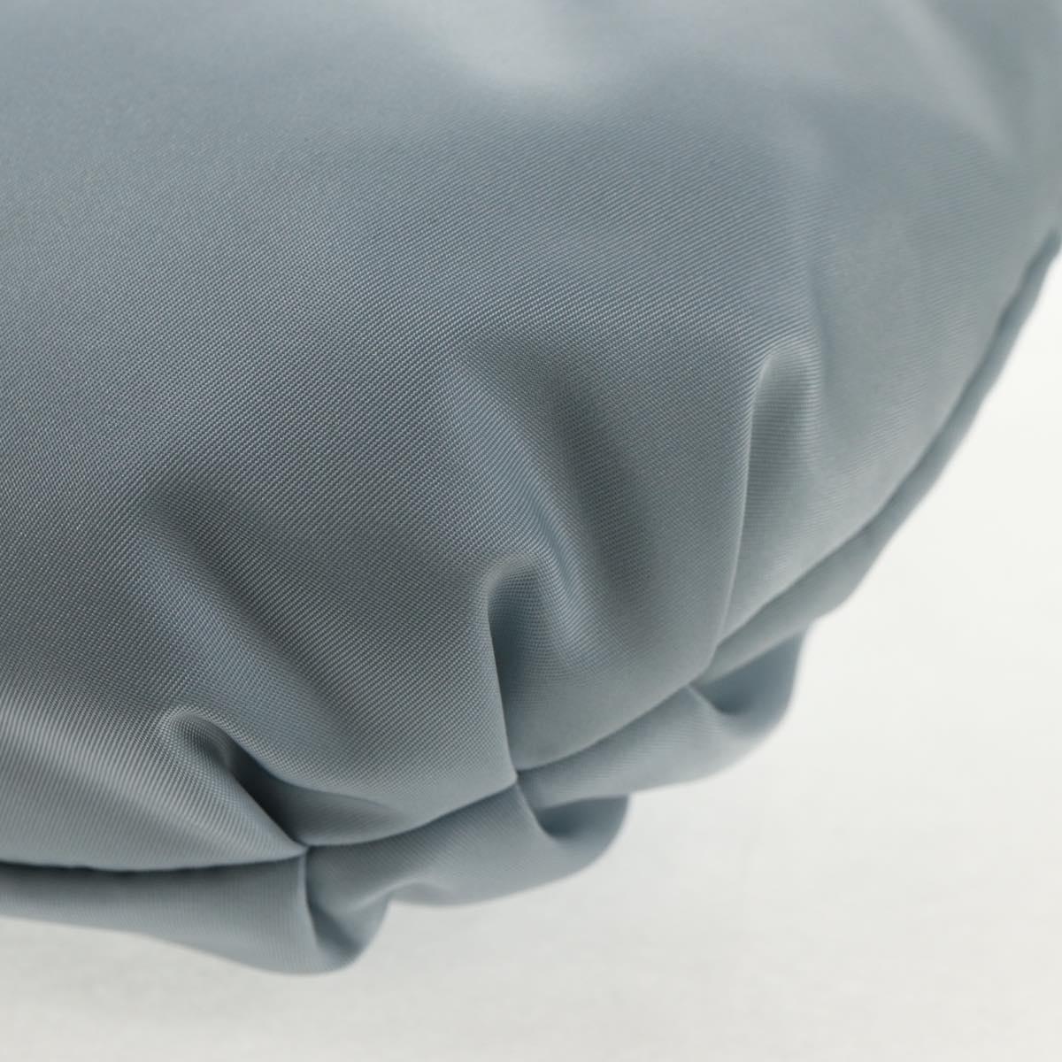 PRADA Chain Shoulder Bag Nylon Light Blue Silver Auth 145974M