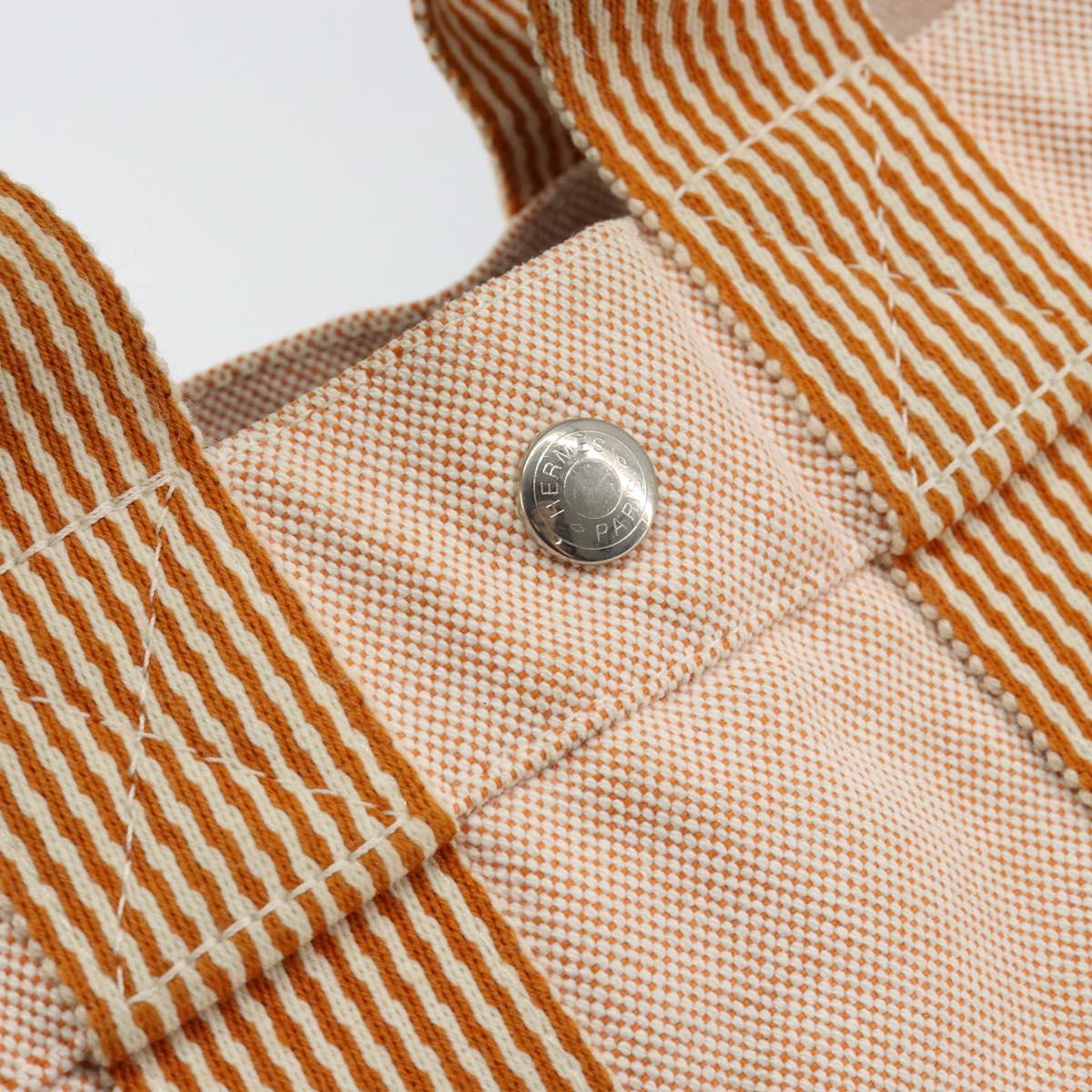 HERMES Fourre Tout PM Hand Bag Canvas Orange Auth 145975