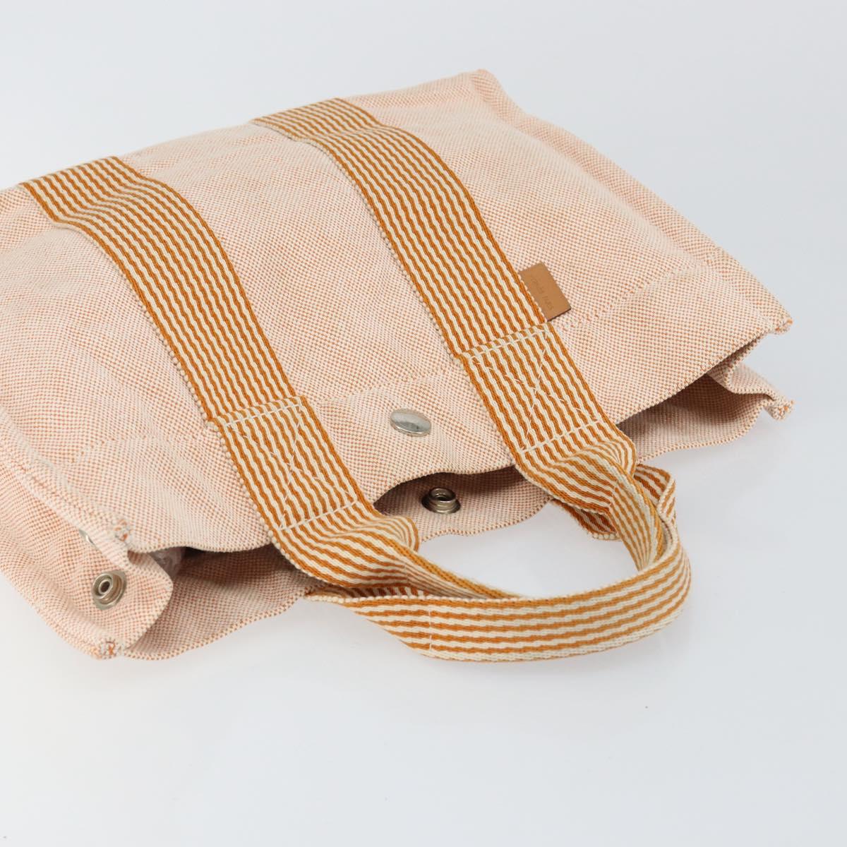 HERMES Fourre Tout PM Hand Bag Canvas Orange Auth 145975