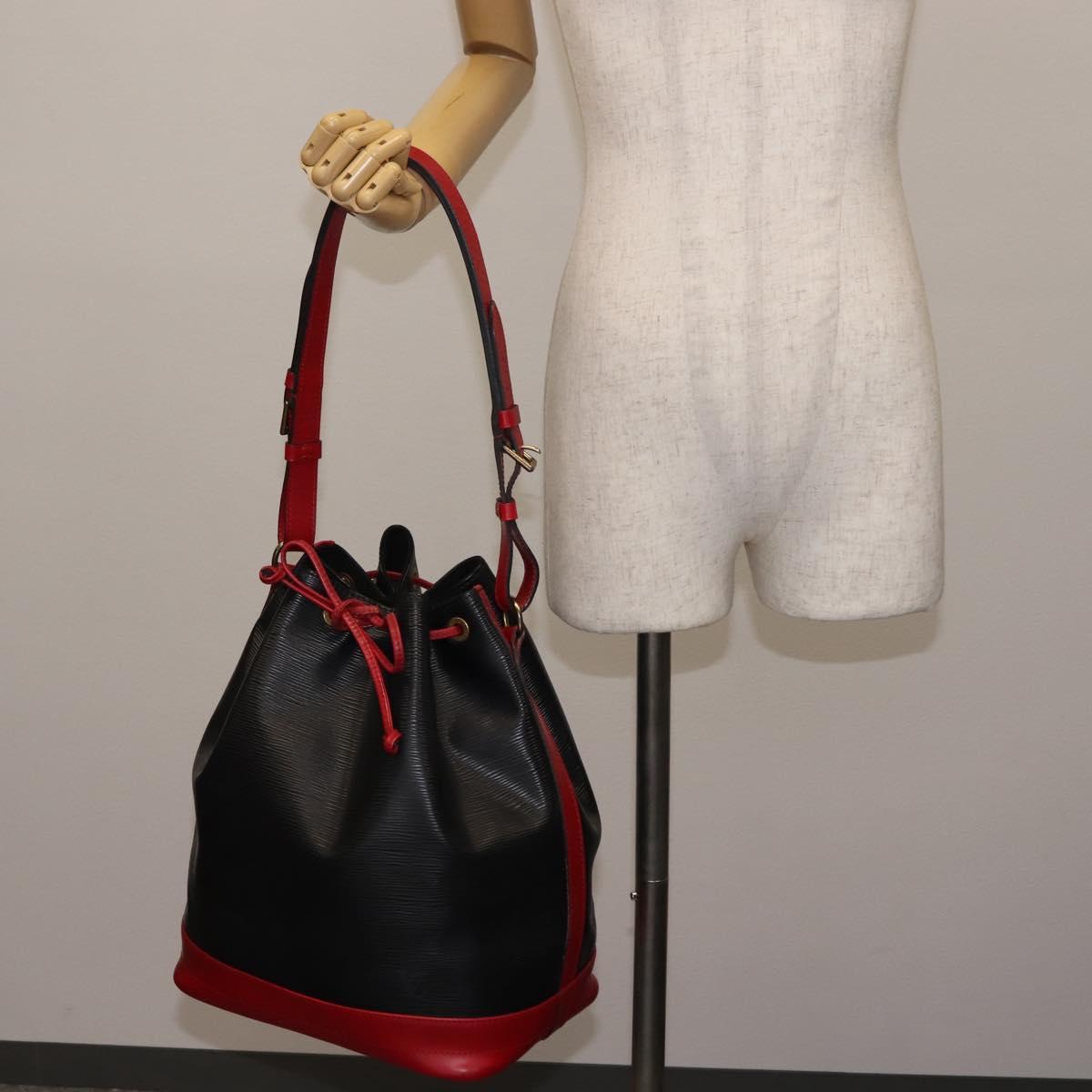 LOUIS VUITTON Epi Noe Shoulder Bag Bicolor Black Red M44017 LV Auth 145982