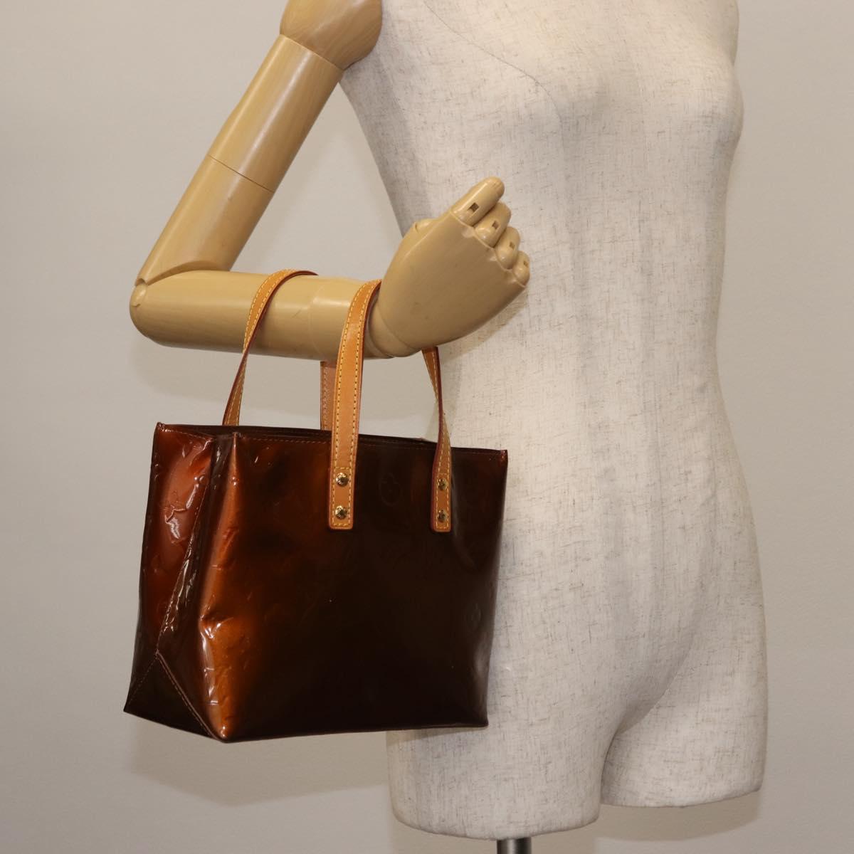 LOUIS VUITTON Monogram Vernis Reade PM Hand Bag Bronze M91146 LV Auth 145983