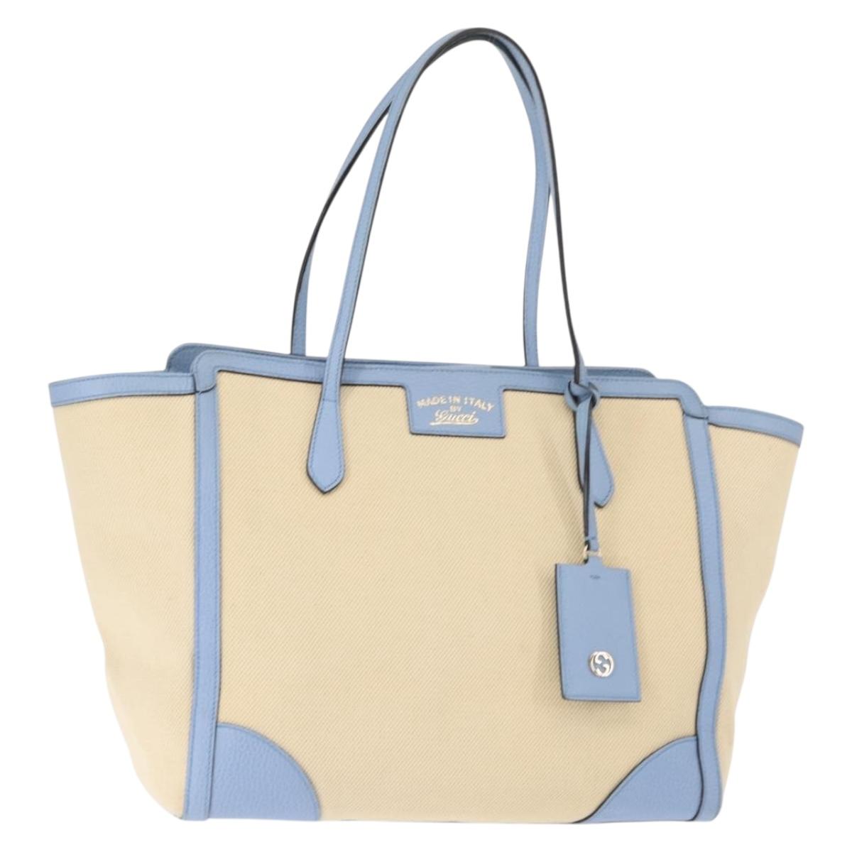 GUCCI Tote Bag Canvas Beige Gold 354397 467891 Auth 145984