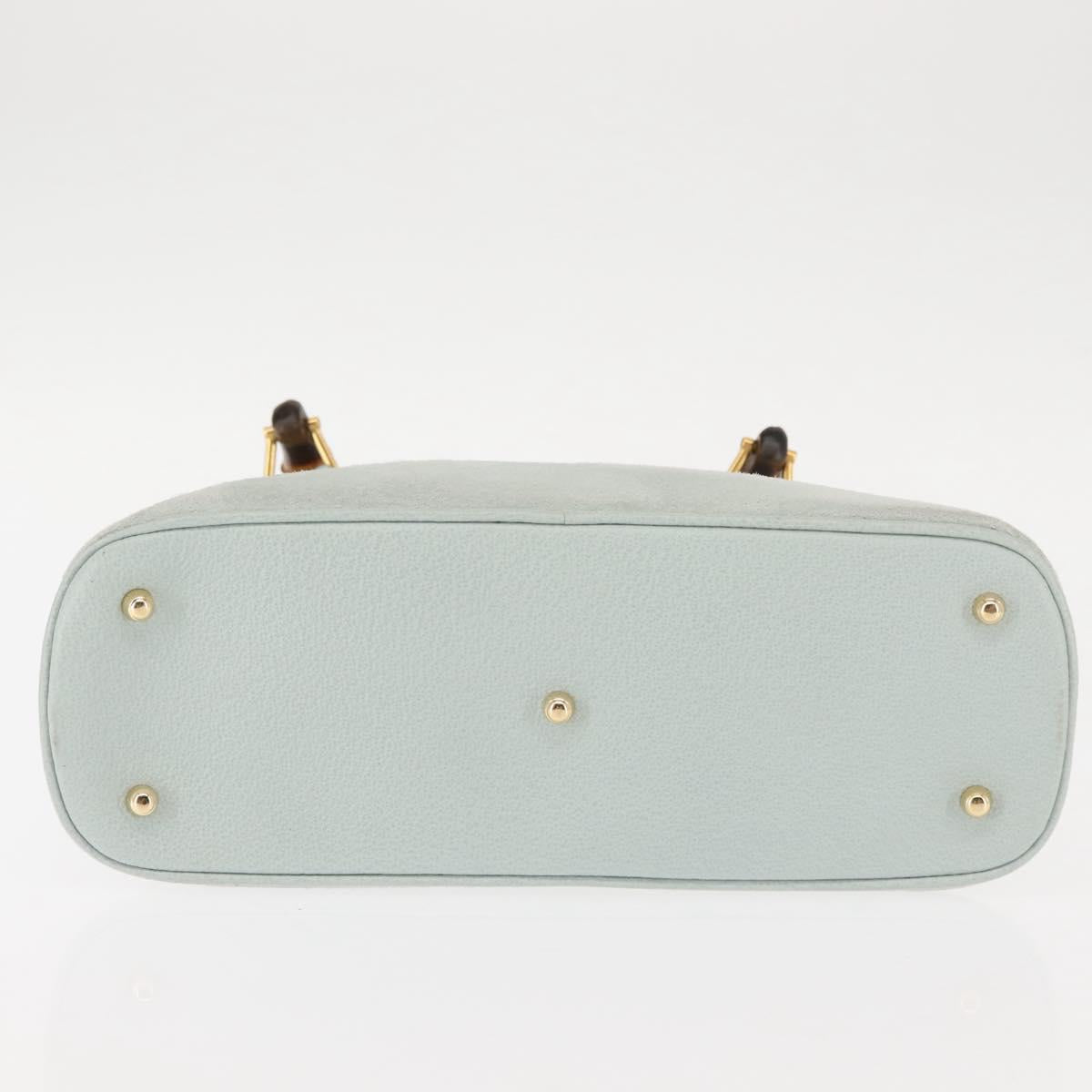 GUCCI Bamboo Hand Bag Suede 2way Light Blue Gold 000 1046 0290 Auth 145985