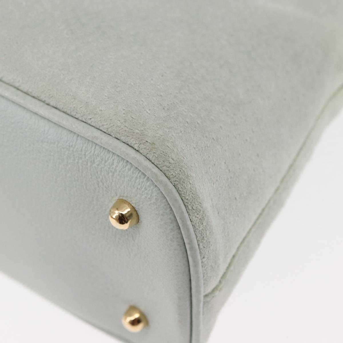 GUCCI Bamboo Hand Bag Suede 2way Light Blue Gold 000 1046 0290 Auth 145985