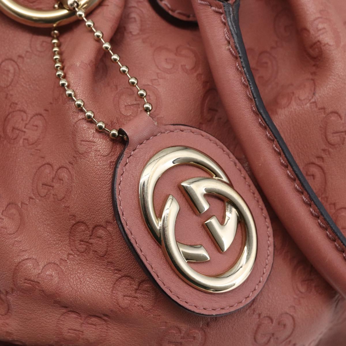 GUCCI GG Canvas Guccissima Hand Bag Leather 2way Pink Gold 247902 Auth 145986