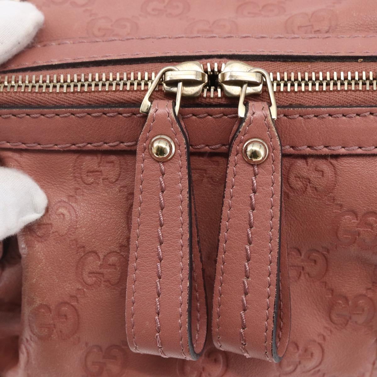 GUCCI GG Canvas Guccissima Hand Bag Leather 2way Pink Gold 247902 Auth 145986