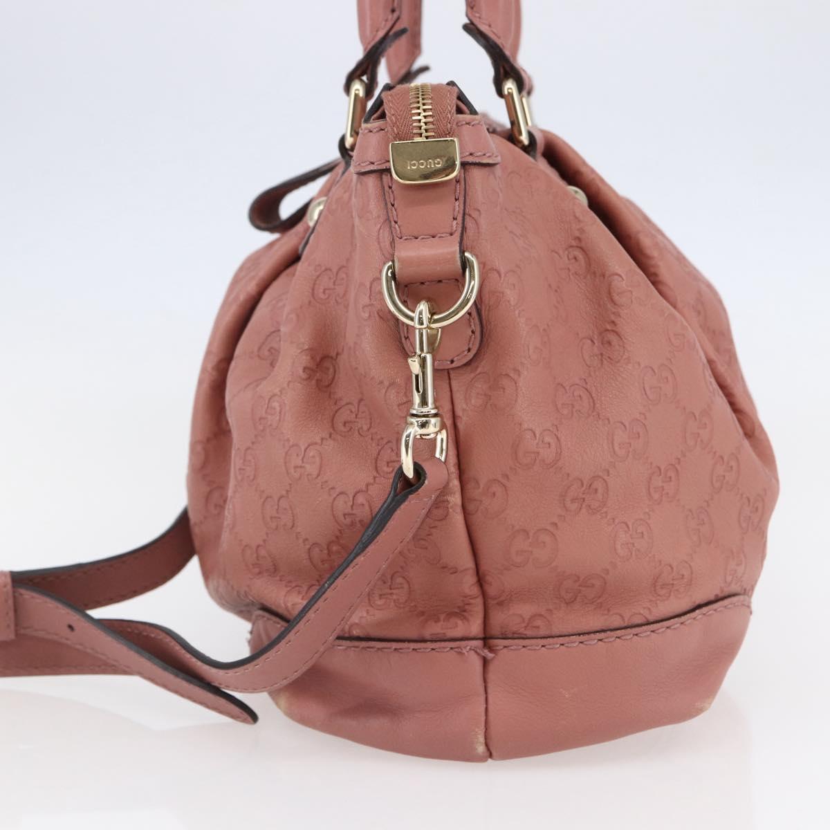 GUCCI GG Canvas Guccissima Hand Bag Leather 2way Pink Gold 247902 Auth 145986