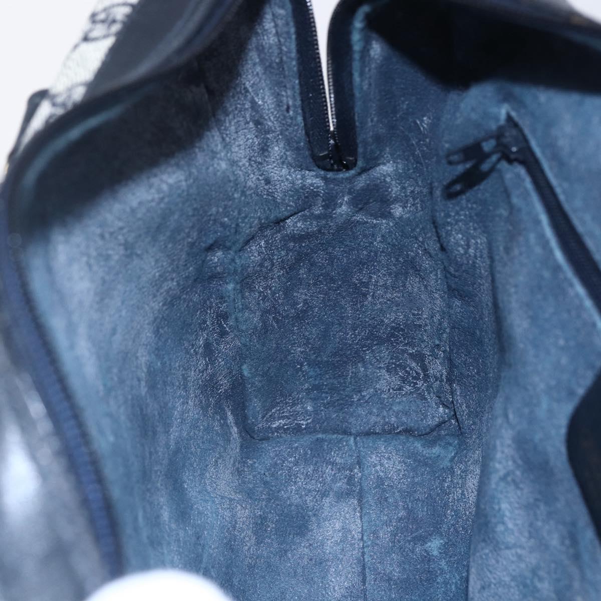 GUCCI GG Supreme Sherry Line Shoulder Bag PVC 2way Navy Gold 010 378 Auth 145988