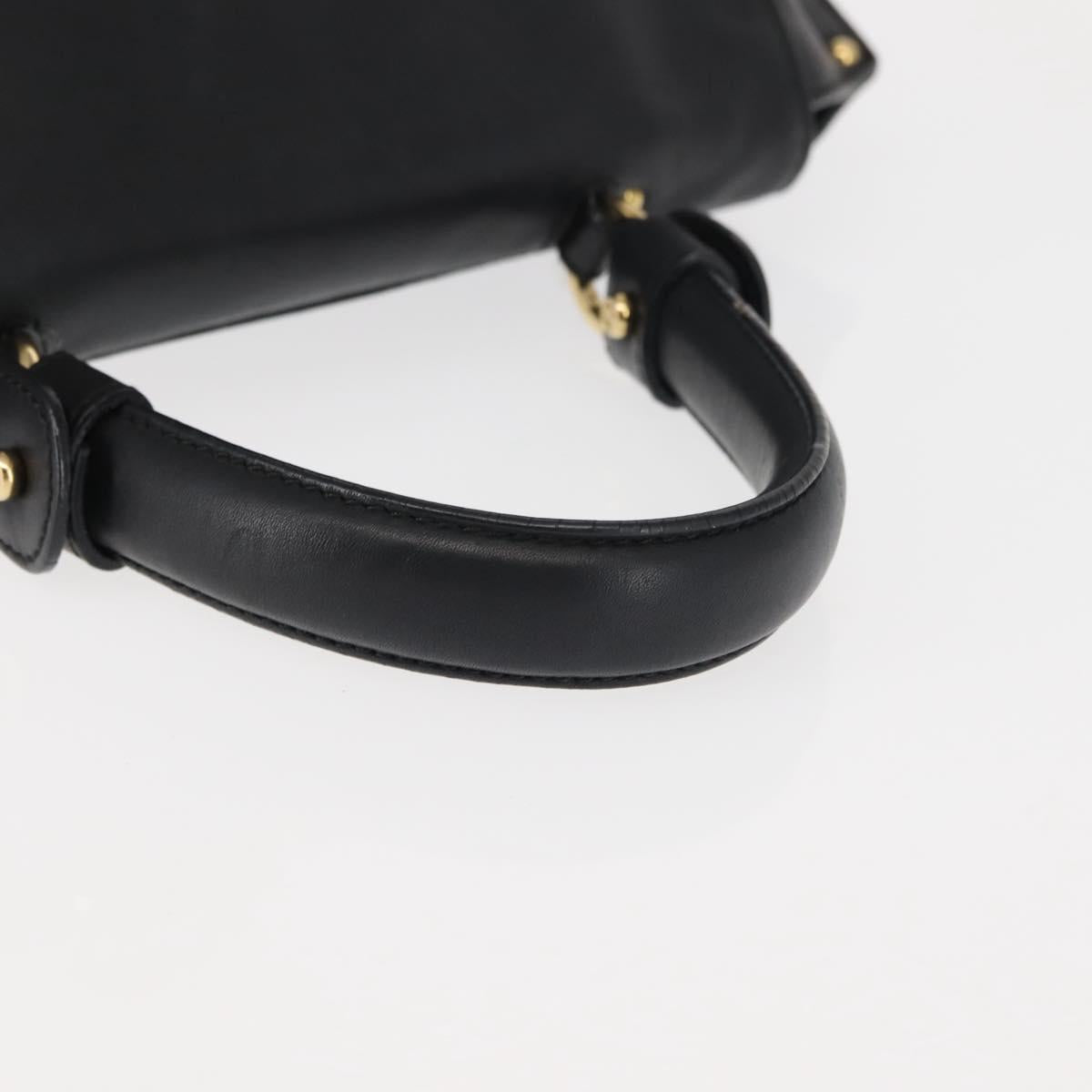 Salvatore Ferragamo Gancini Sofia Hand Bag Leather Black Gold Auth 145991