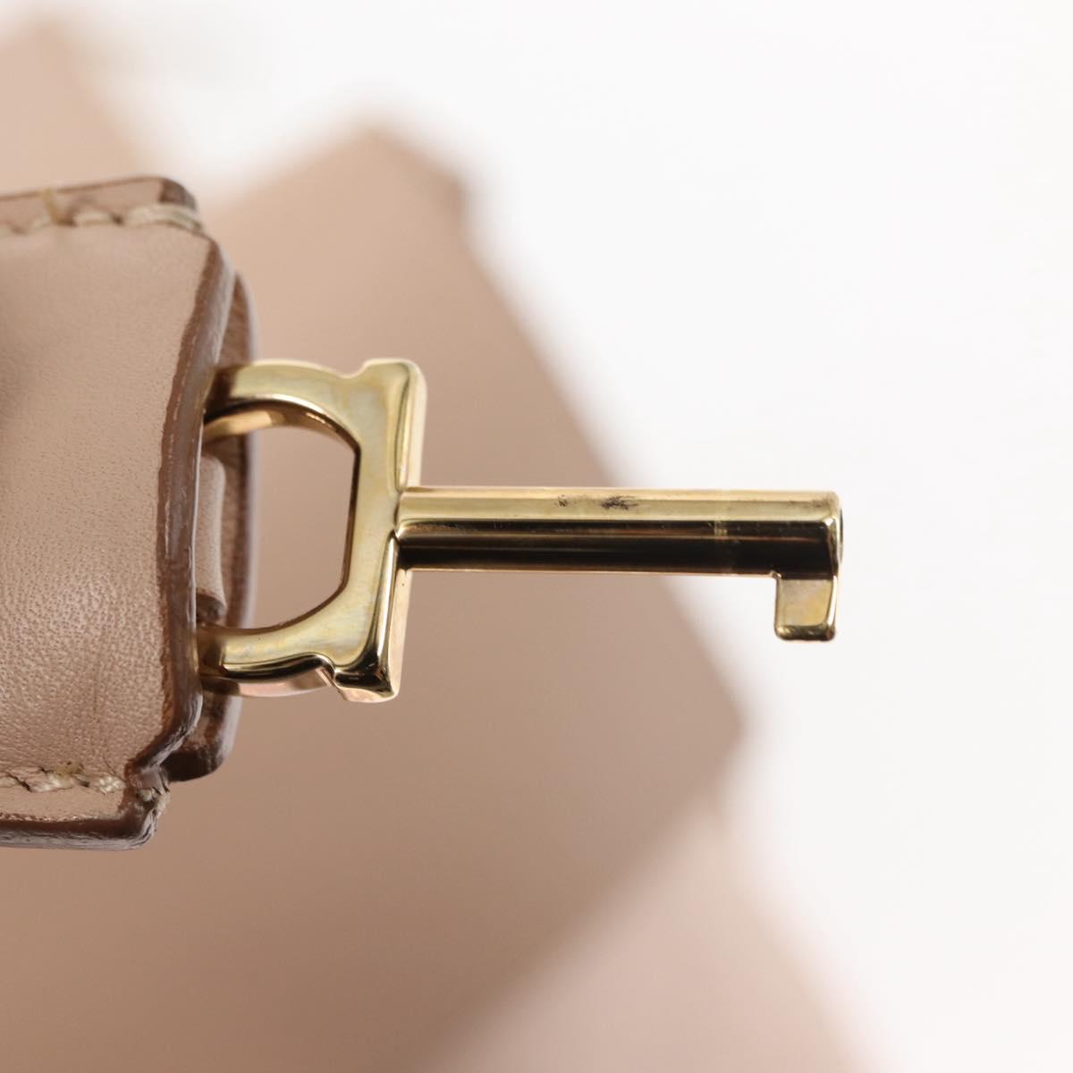 Salvatore Ferragamo Gancini Shoulder Bag Leather Pink Gold Auth 145992