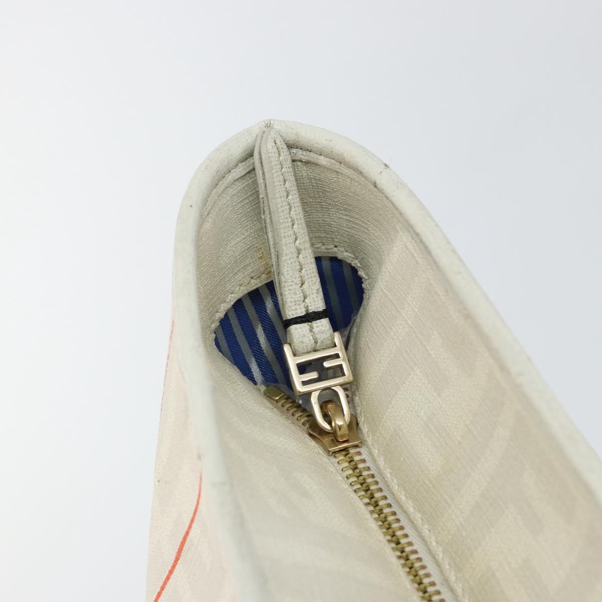 FENDI Zucca Canvas Tote Bag PVC Ivory Gold Auth 145993