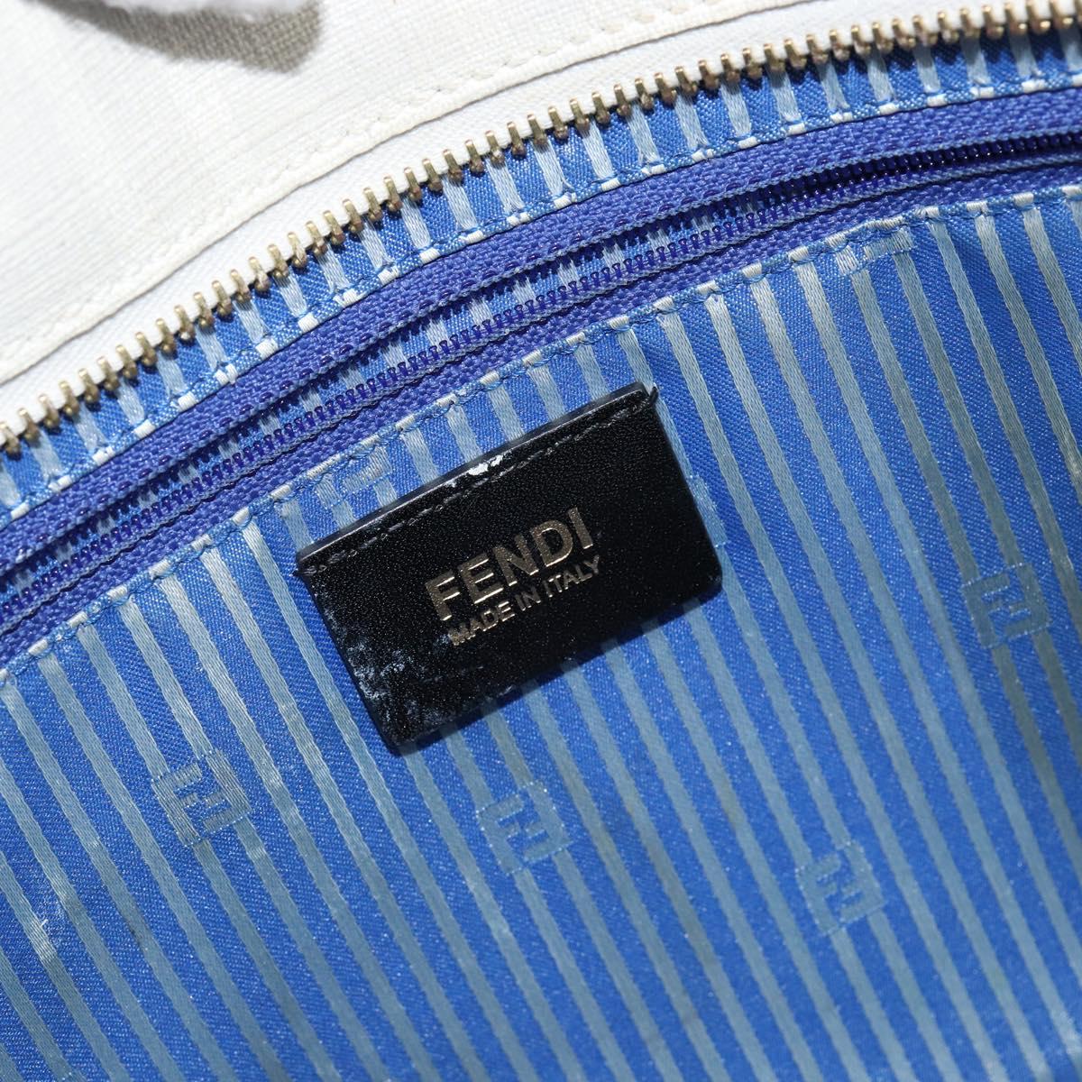 FENDI Zucca Canvas Tote Bag PVC Ivory Gold Auth 145993