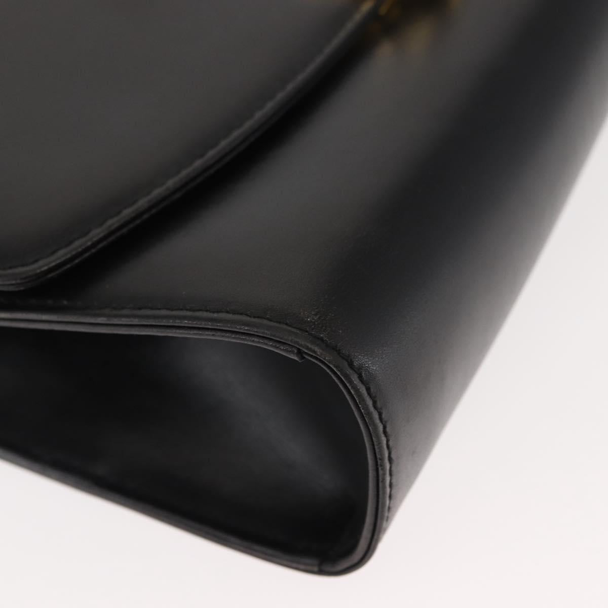 BALLY Chain Shoulder Bag Leather Black Gold Auth 145994