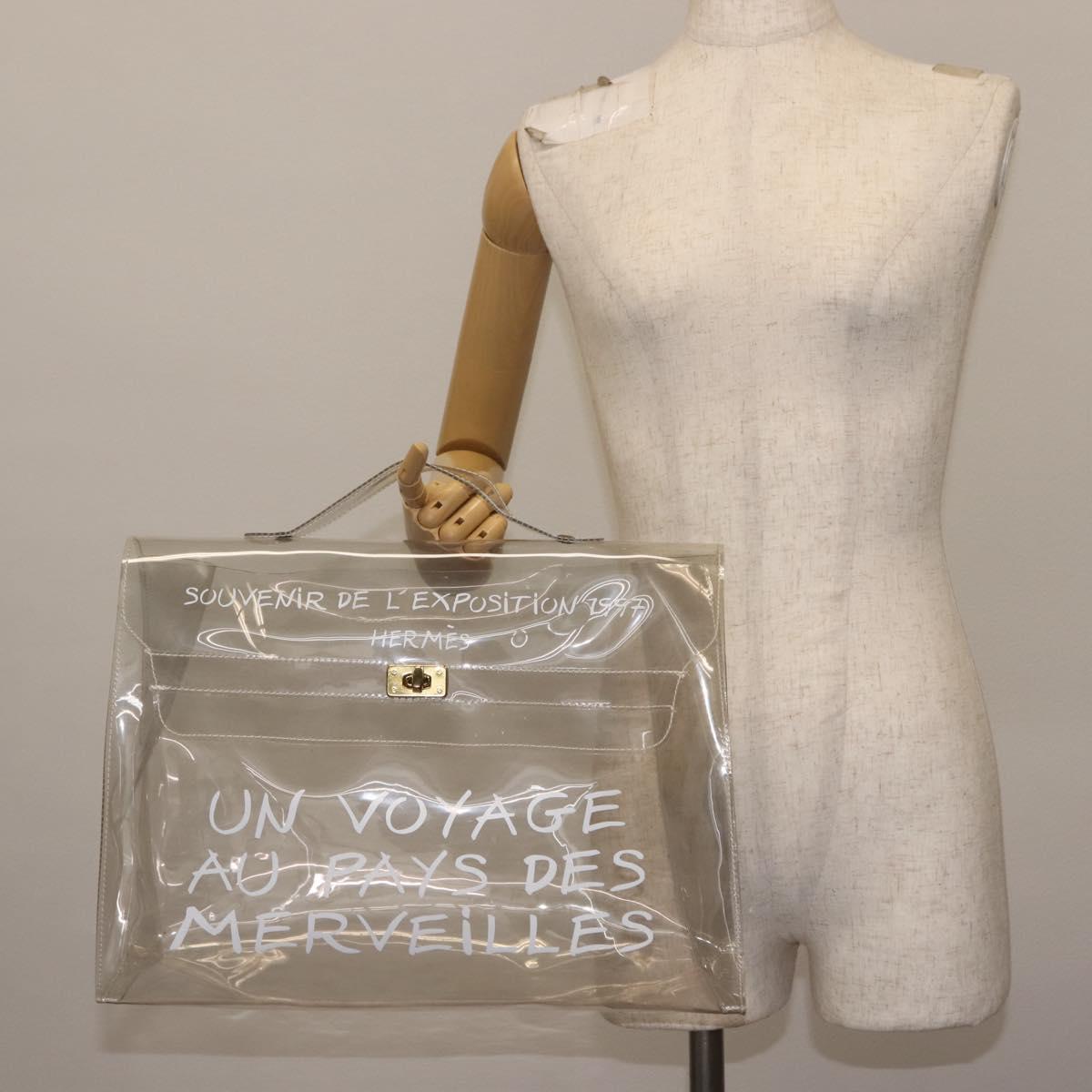 HERMES Vinyl Kelly Hand Bag Vinyl Clear Auth 145995