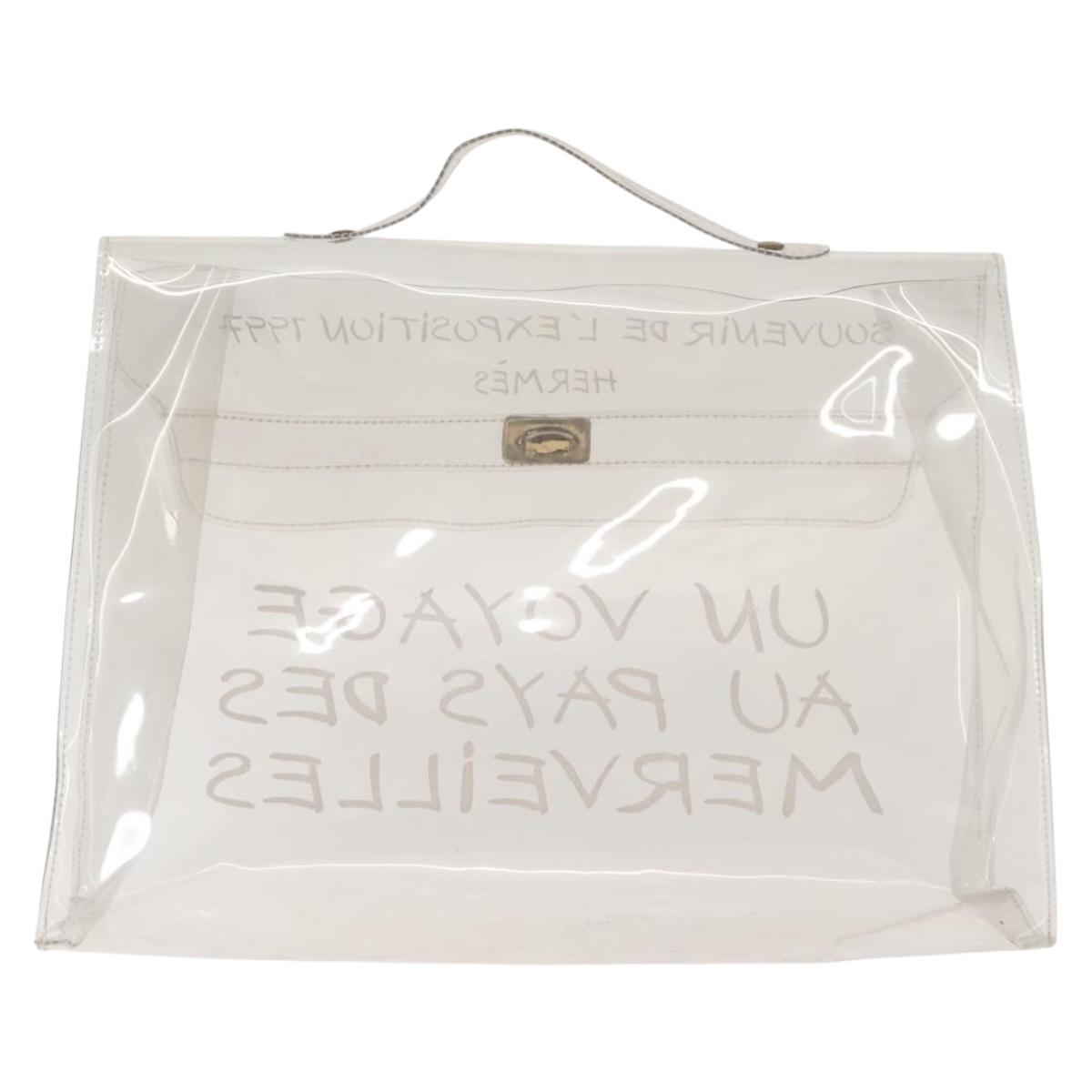 HERMES Vinyl Kelly Hand Bag Vinyl Clear Auth 145995