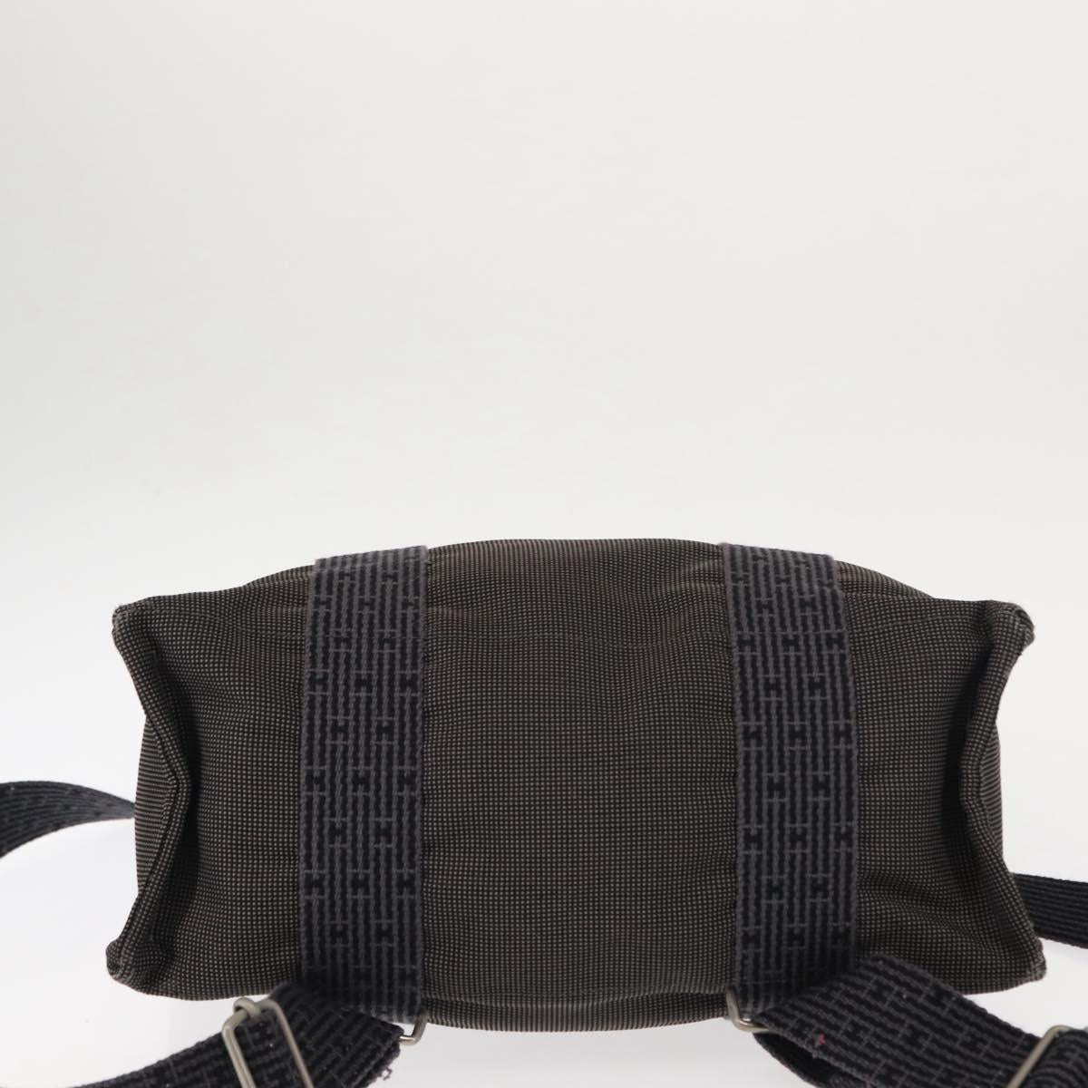 HERMES Her Line Backpack Canvas Gray Silver Auth 145996