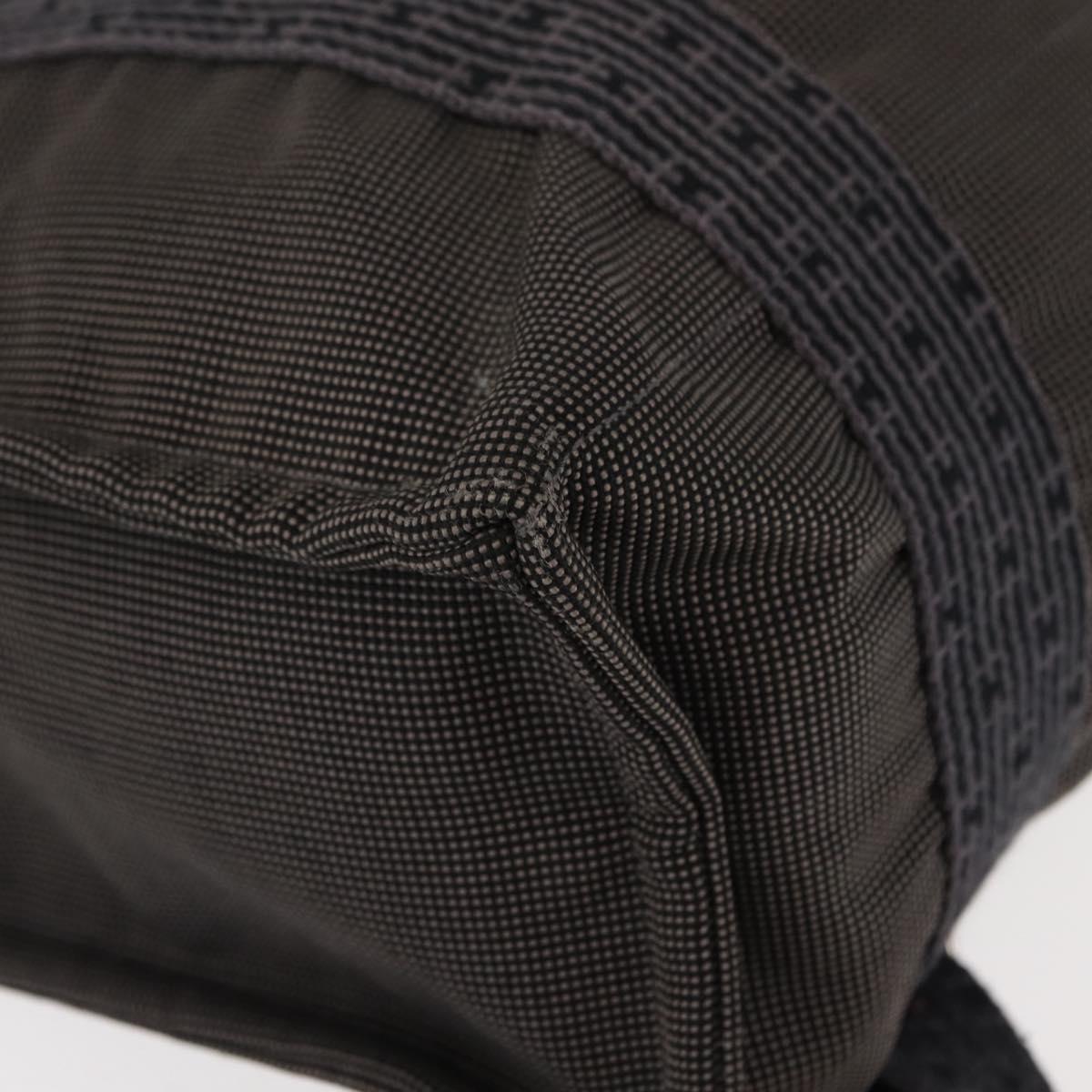 HERMES Her Line Backpack Canvas Gray Silver Auth 145996