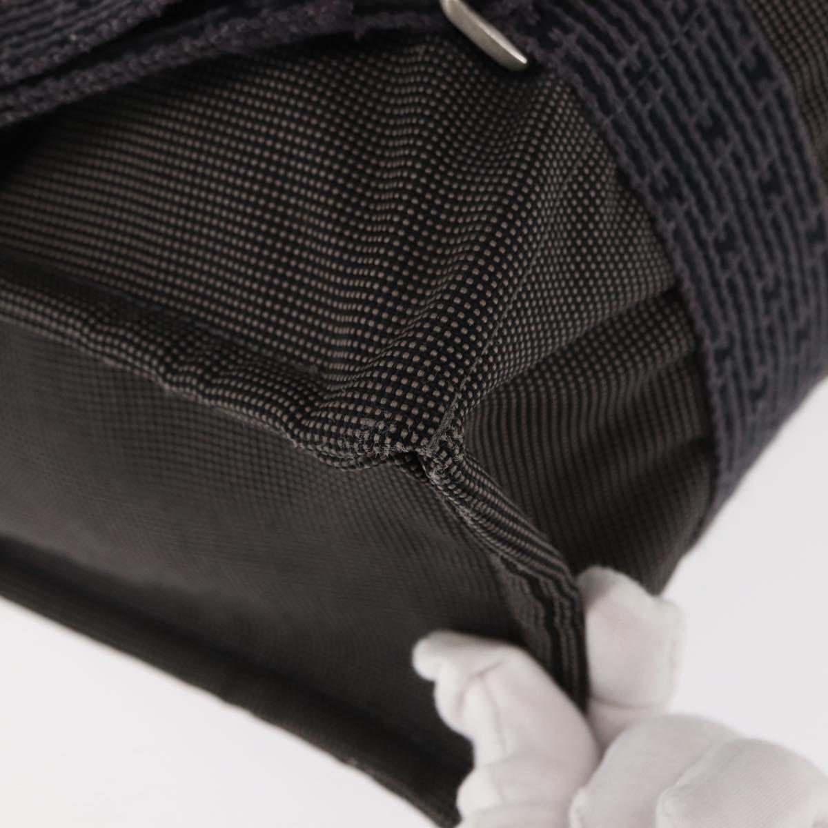 HERMES Her Line Backpack Canvas Gray Silver Auth 145996