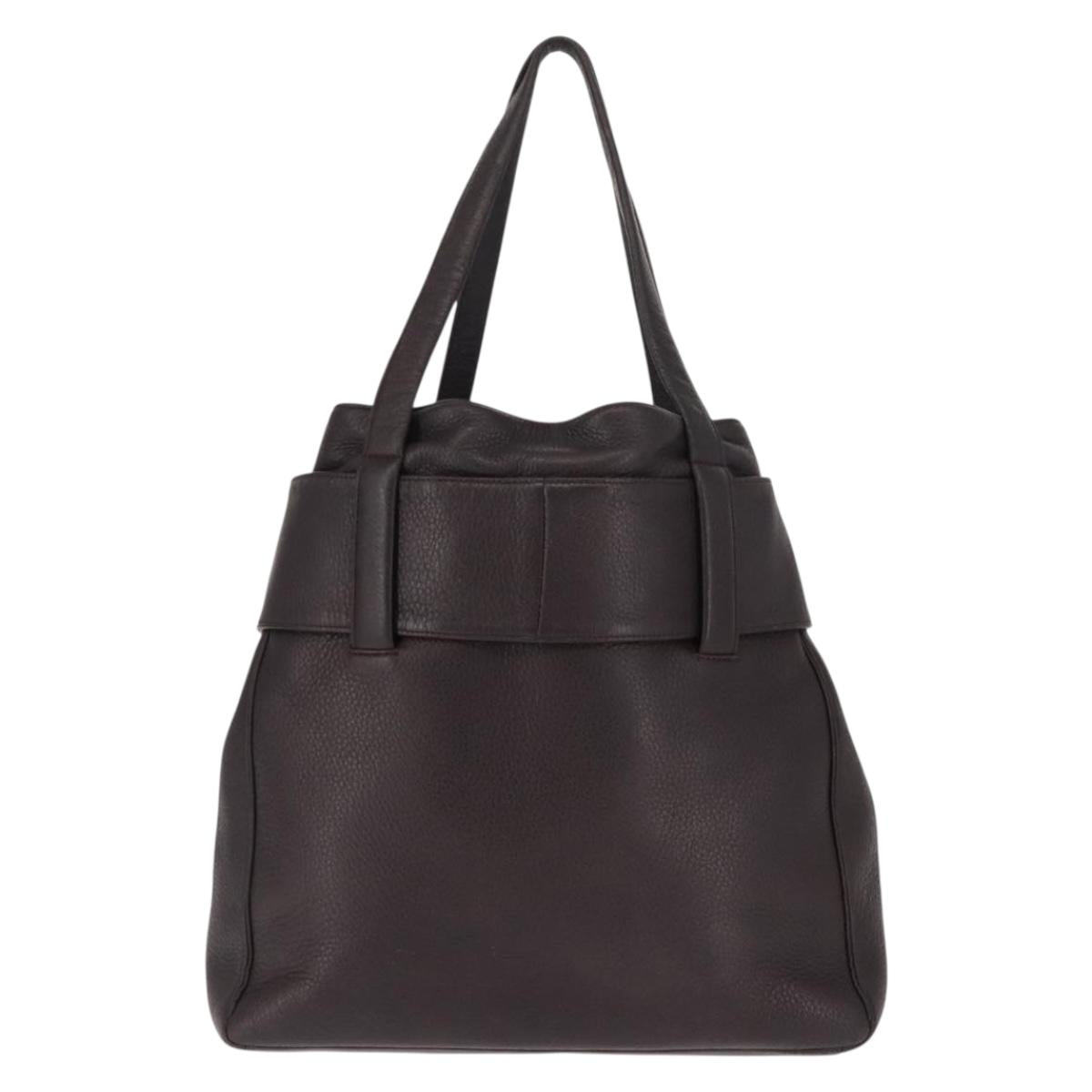 CARTIER Trinity Tote Bag Leather Brown Gold Auth 145998