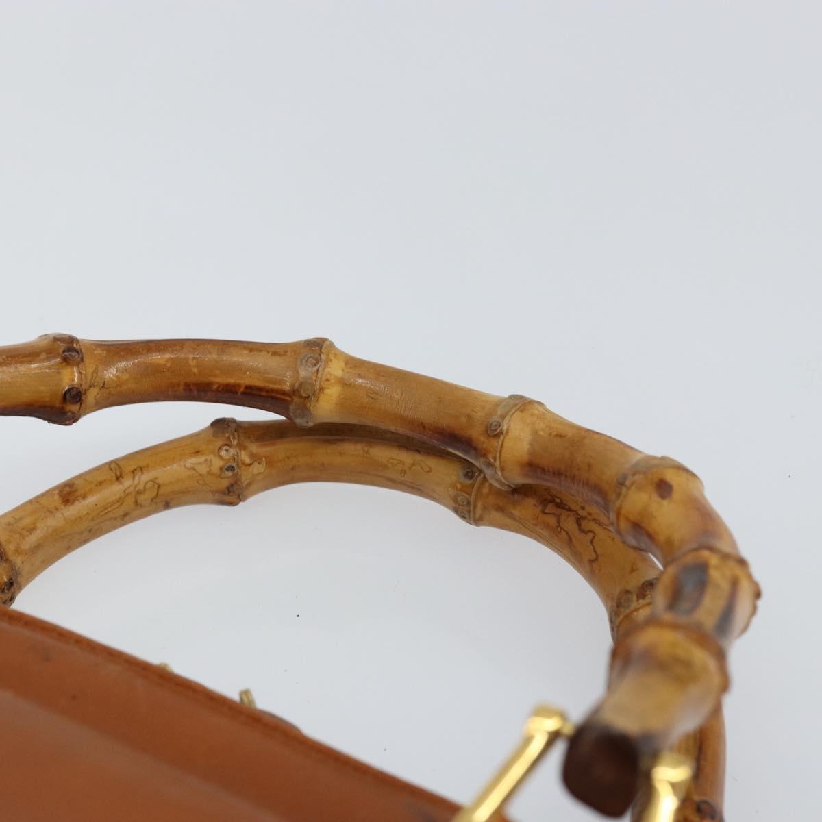 GUCCI Bamboo Hand Bag Leather Brown Gold 000 1274 0290 Auth 146002