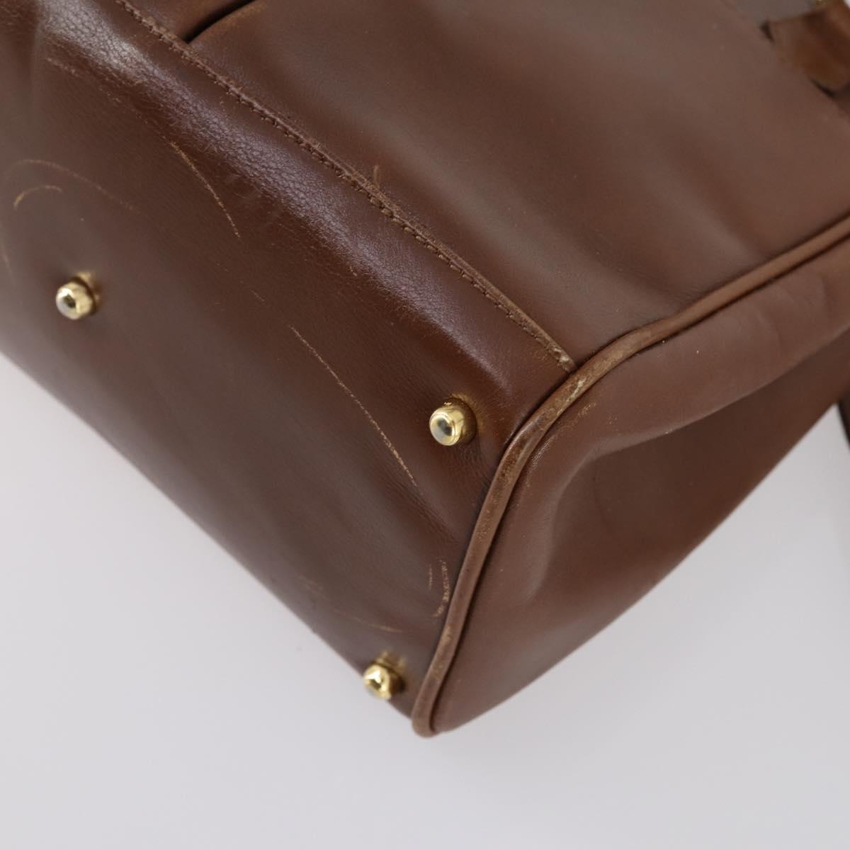 GUCCI Bamboo Hand Bag Leather 2way Brown Gold 000 122 0316 Auth 146003