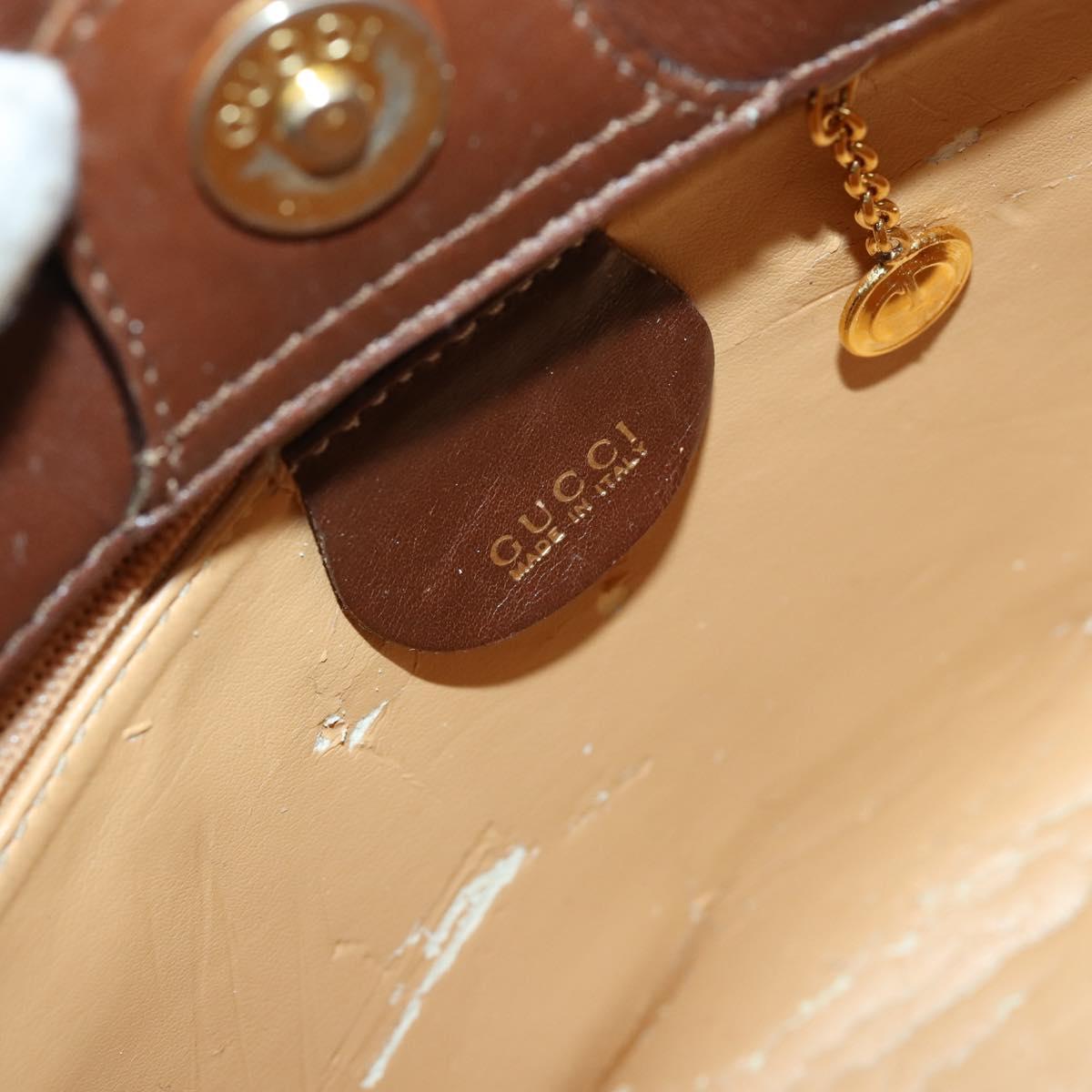 GUCCI Bamboo Hand Bag Leather 2way Brown Gold 000 122 0316 Auth 146003