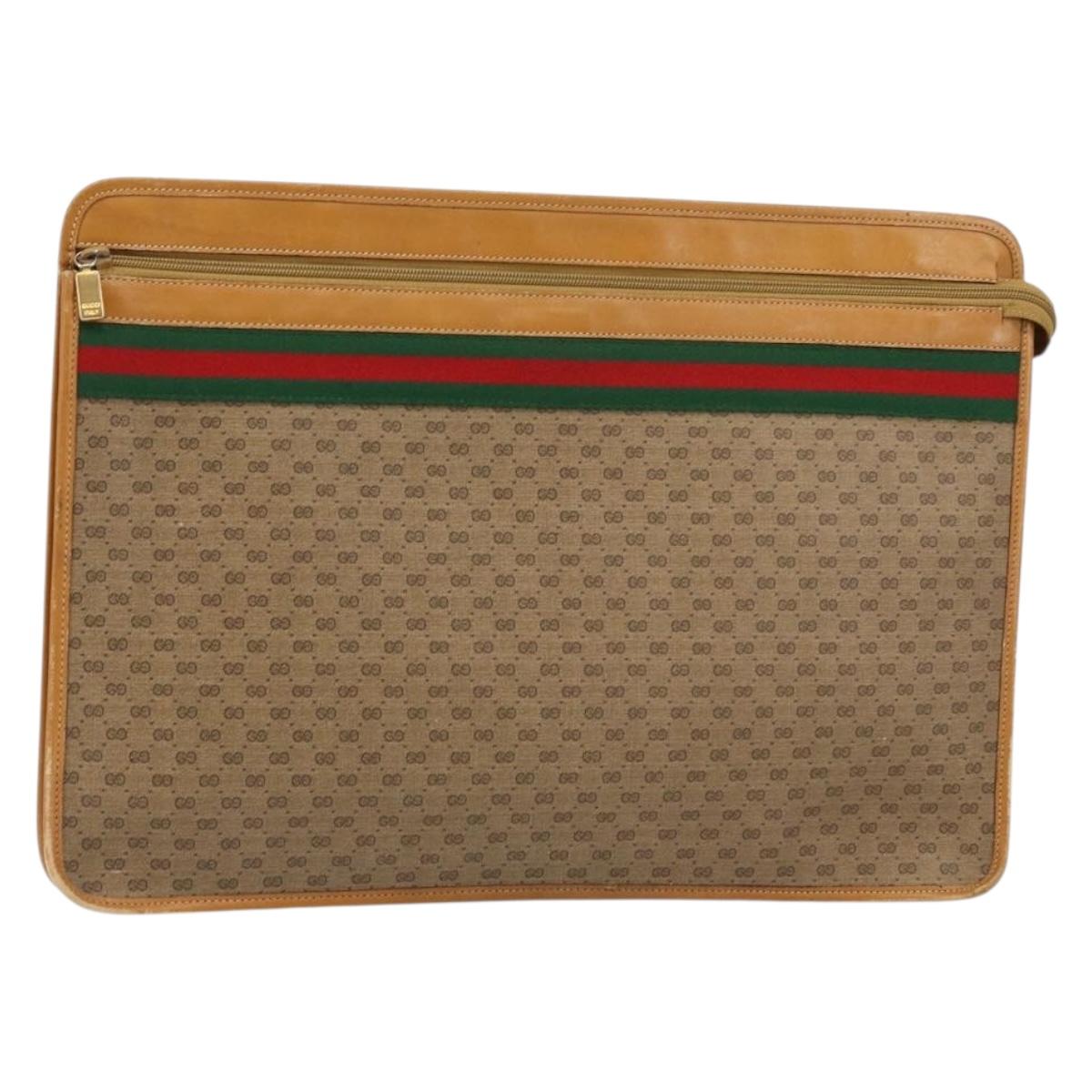 GUCCI Micro GG Supreme Web Sherry Line Bag PVC Beige 017 115 4126 Auth 146005