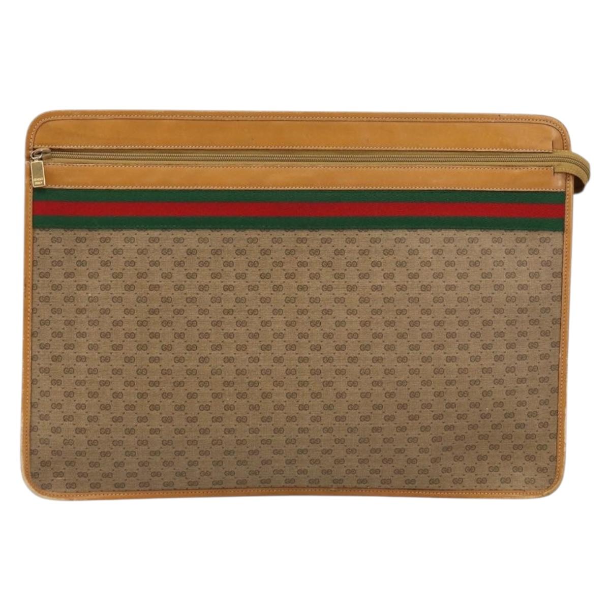 GUCCI Micro GG Supreme Web Sherry Line Bag PVC Beige 017 115 4126 Auth 146005