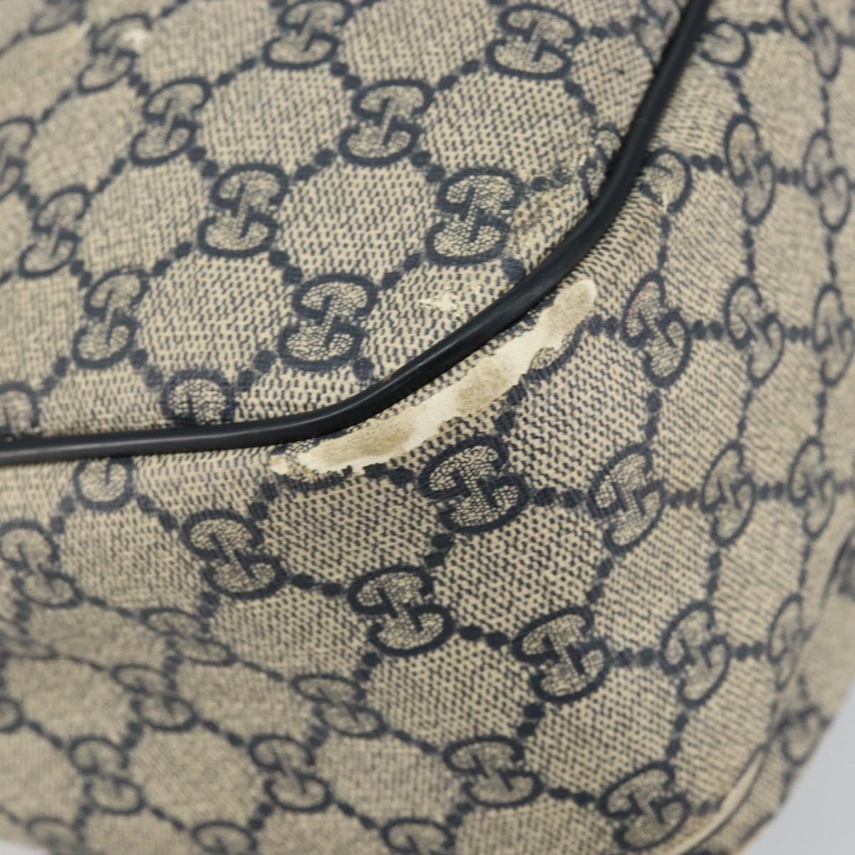 GUCCI GG Supreme Shoulder Bag PVC Navy Gold 246881 Auth 146007