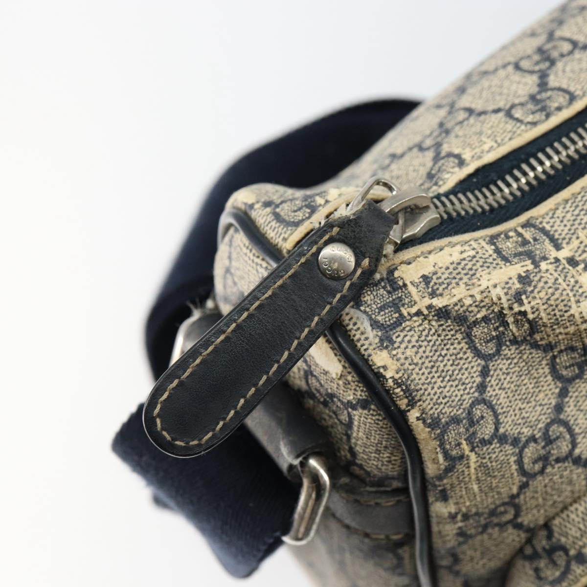 GUCCI GG Supreme Shoulder Bag PVC Navy Gold 246881 Auth 146007