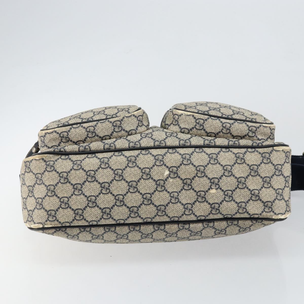 GUCCI GG Supreme Shoulder Bag PVC Navy Gold 246881 Auth 146007