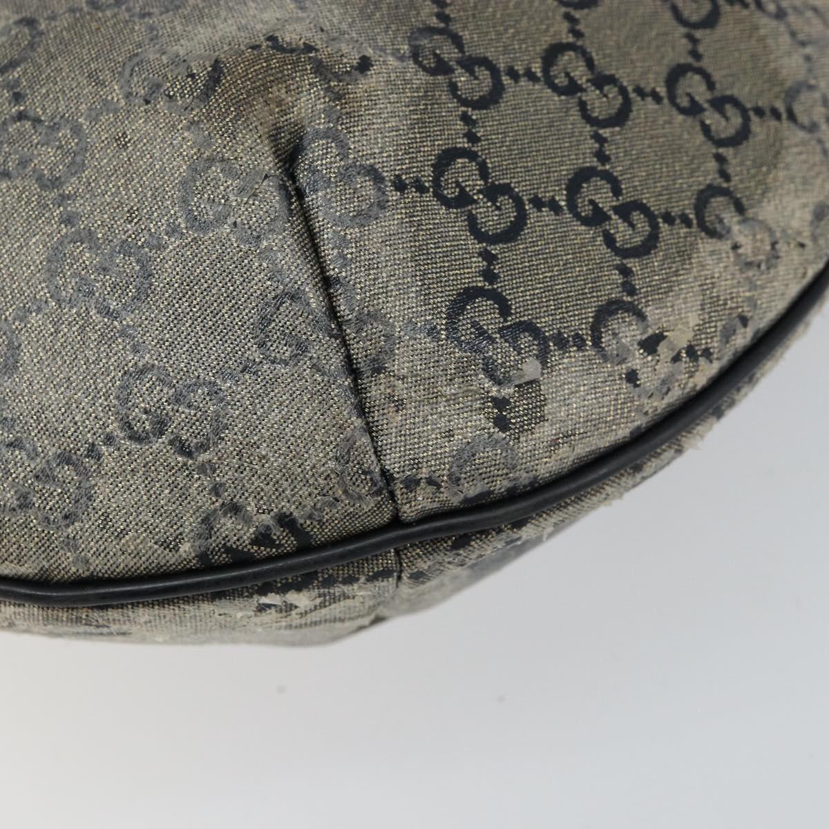 GUCCI GG Crystal Shoulder Bag Coated Canvas Navy Gold 181092 Auth 146008