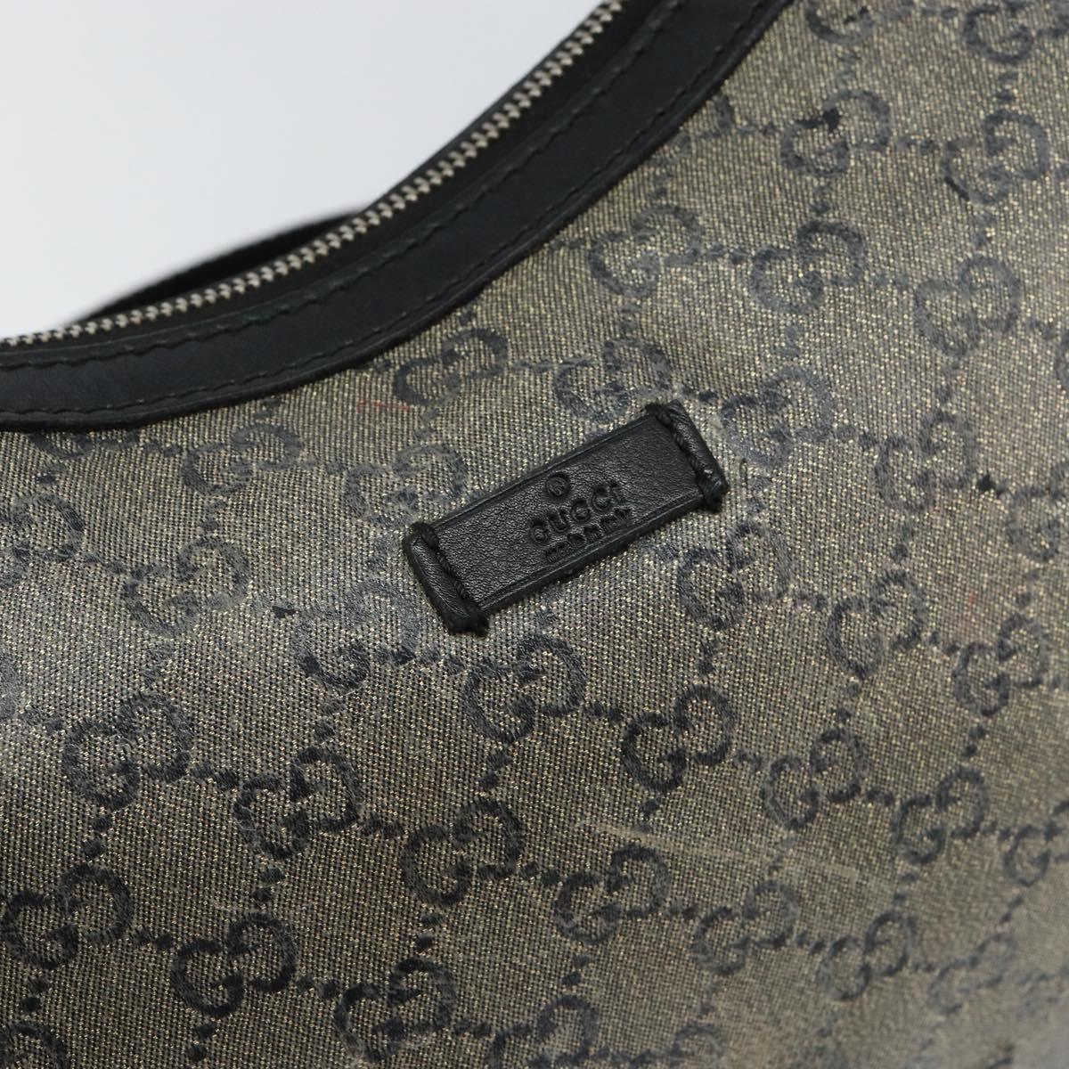 GUCCI GG Crystal Shoulder Bag Coated Canvas Navy Gold 181092 Auth 146008